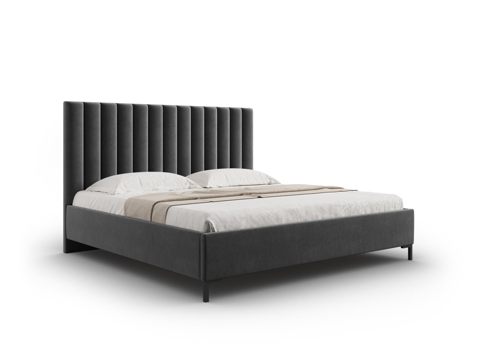 Allison Velour Bett mit Stauraum und Headboard in Grey präsentiert im Onlineshop von KAQTU Design AG. Bett ist von Micadoni