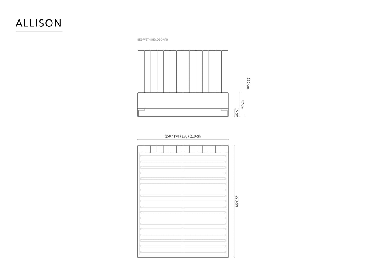 Allison Bett mit Stauraum und Headboard 180cm in Grey-Bluvel präsentiert im Onlineshop von KAQTU Design AG. Bett ist von Micadoni