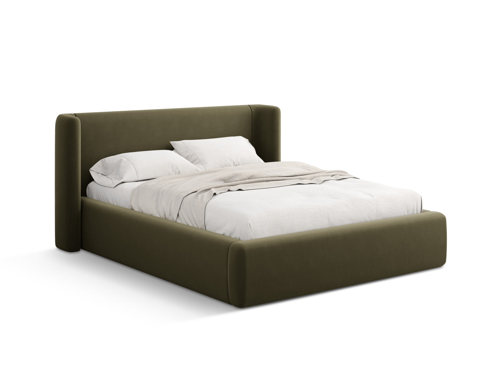Jolene Velour Bett mit Stauraum und Headboard in Green-Bluvel präsentiert im Onlineshop von KAQTU Design AG. Bett ist von Micadoni