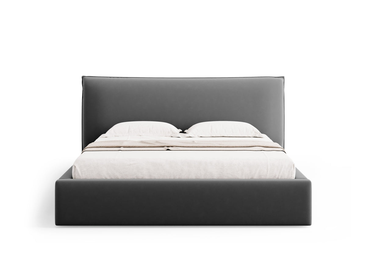 Kaelle Bett mit Stauraum und Headboard 180cm in Grey-Bluvel präsentiert im Onlineshop von KAQTU Design AG. Bett ist von Micadoni