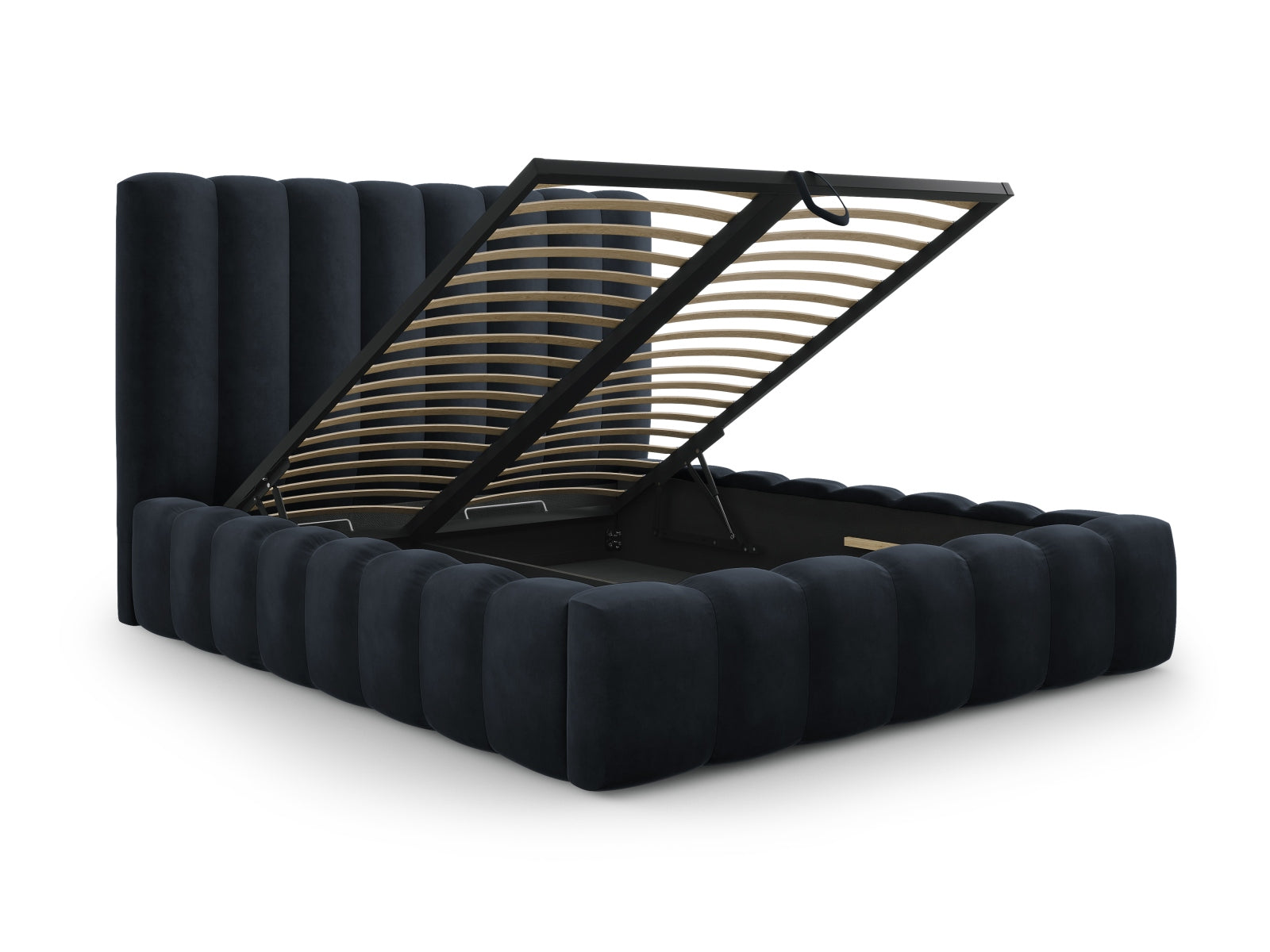 Erleben Sie das elegante Kelp Velour Bett von Micadoni – ideal für Ihr modernes Schlafzimmer, ausgestattet mit praktischem Stauraum und komfortablem Headboard.