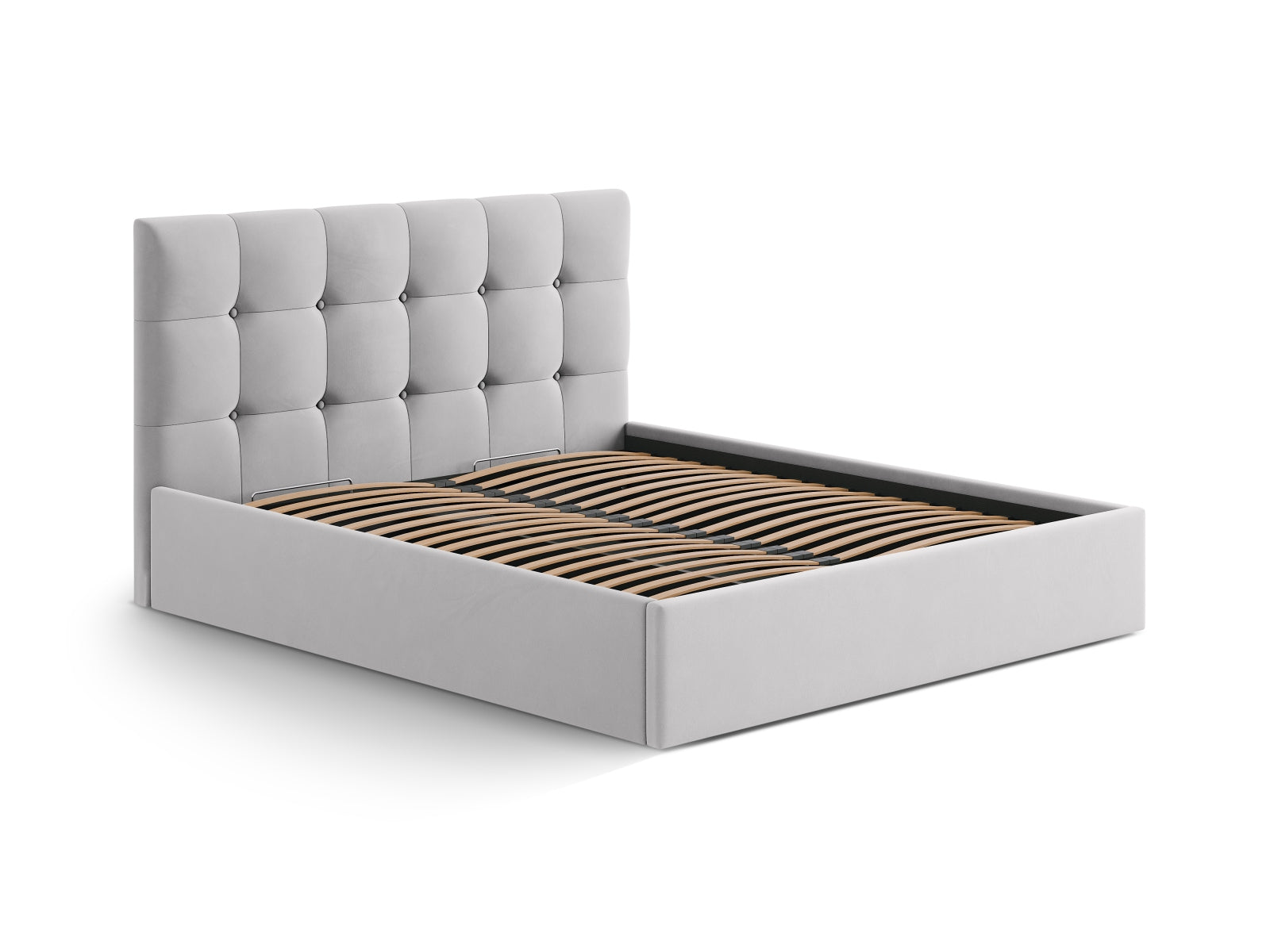 Entdecken Sie das stilvolle Susan Velour Bett von Micadoni – modernes Design trifft auf praktischen Stauraum für Ihr Schlafzimmer!