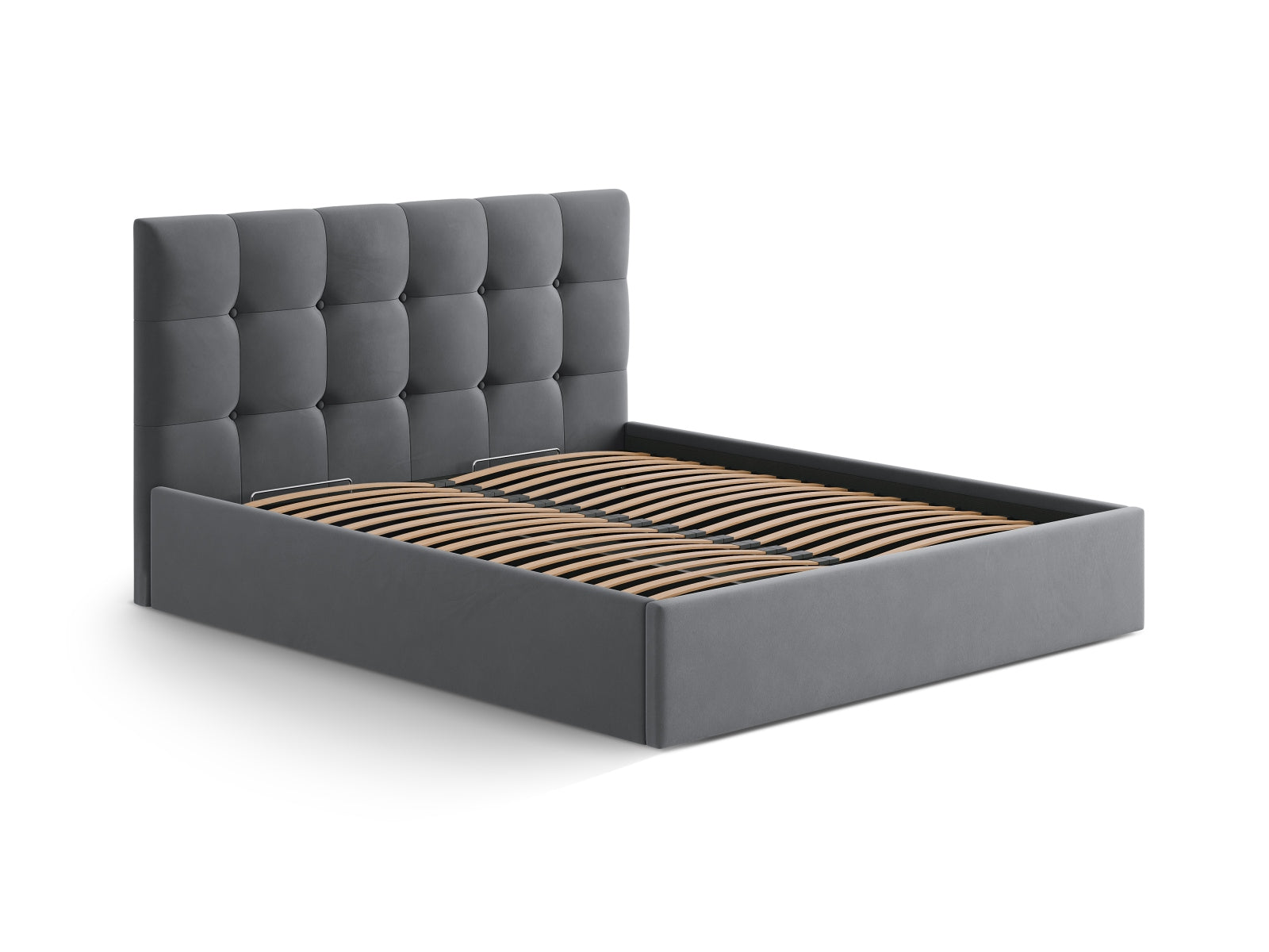 Entdecken Sie das stilvolle Susan Velour Bett von Micadoni – modernes Design trifft auf praktischen Stauraum für Ihr Schlafzimmer!