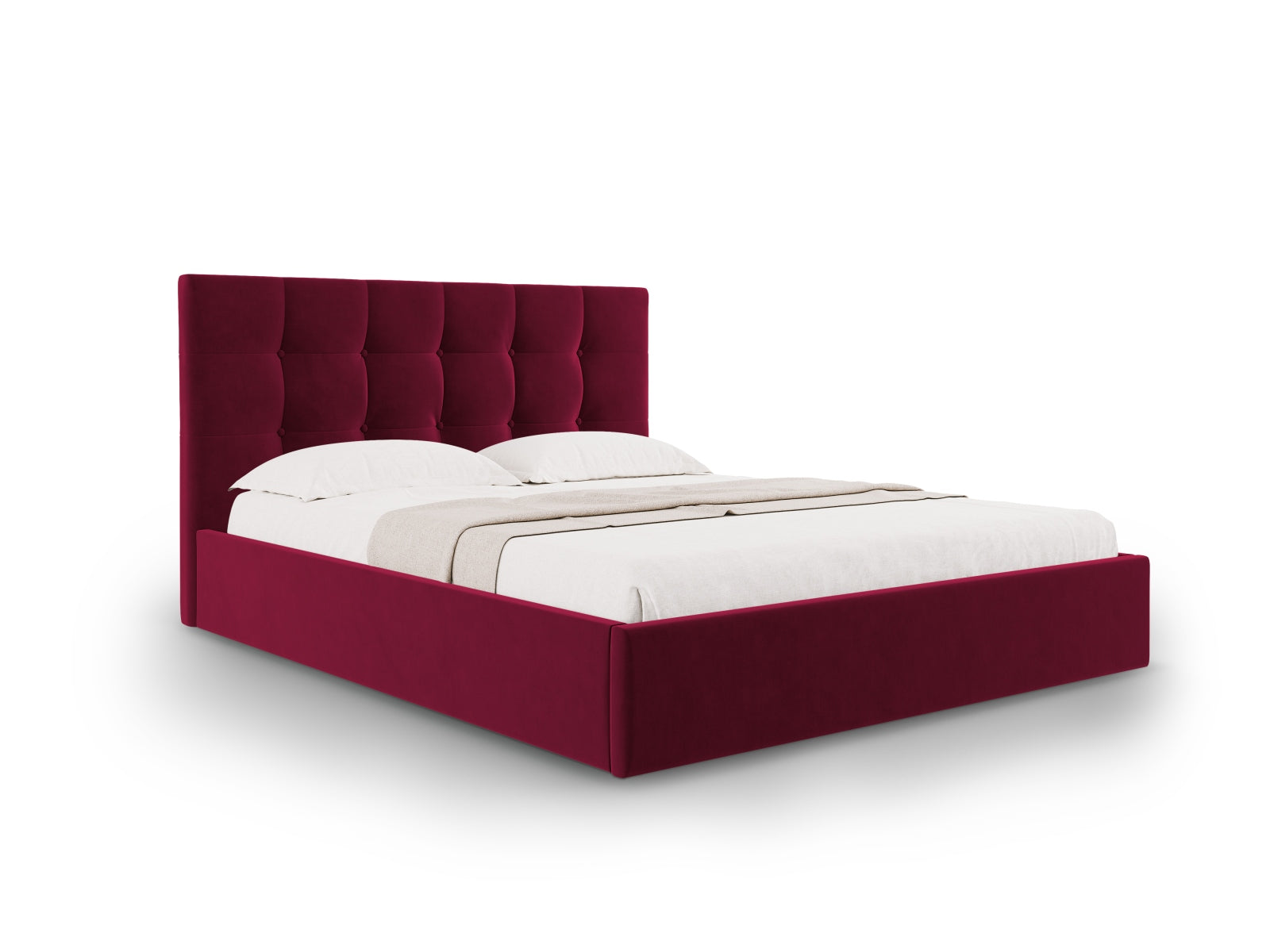 Phaedra Velour Bett mit Stauraum und Headboard  in Dark Red präsentiert im Onlineshop von KAQTU Design AG. Bett ist von Micadoni