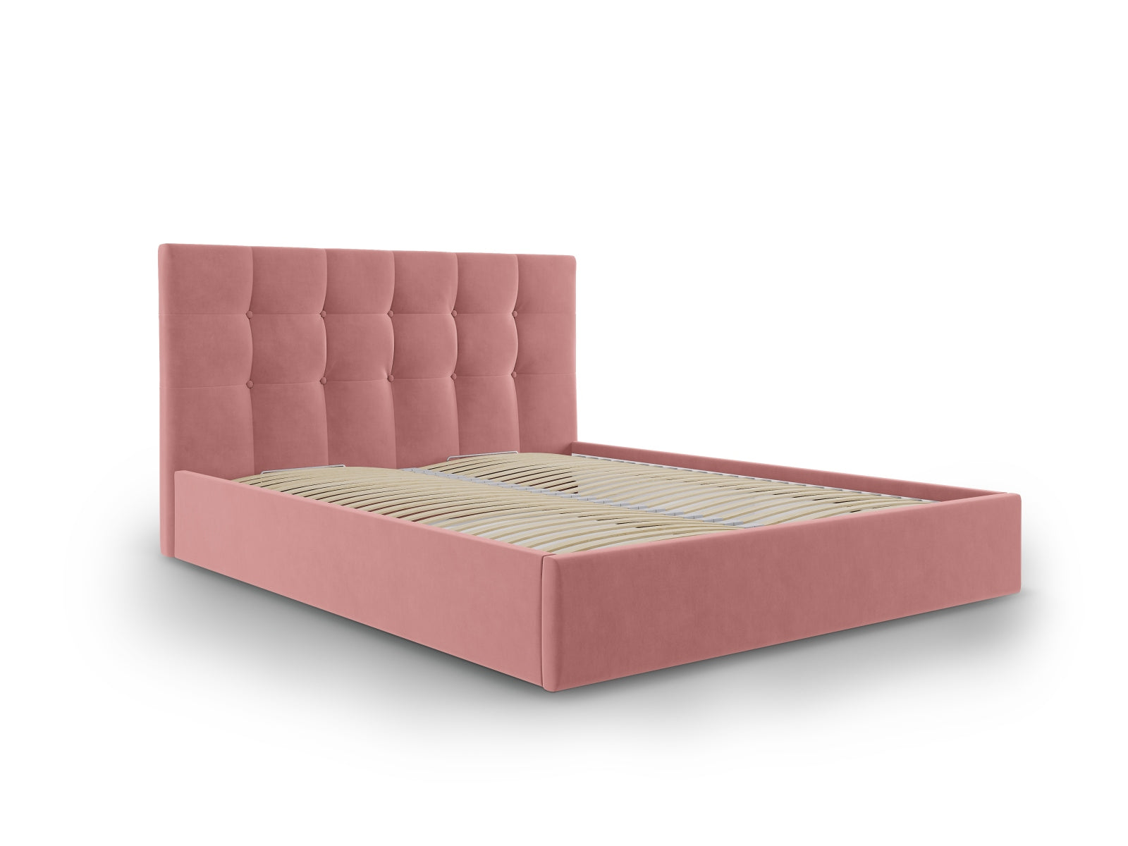 Erleben Sie das elegante Phaedra Velour Bett von Micadoni – perfekt für Ihr modernes Schlafzimmer, ausgestattet mit praktischem Stauraum und einem komfortablen Headboard.