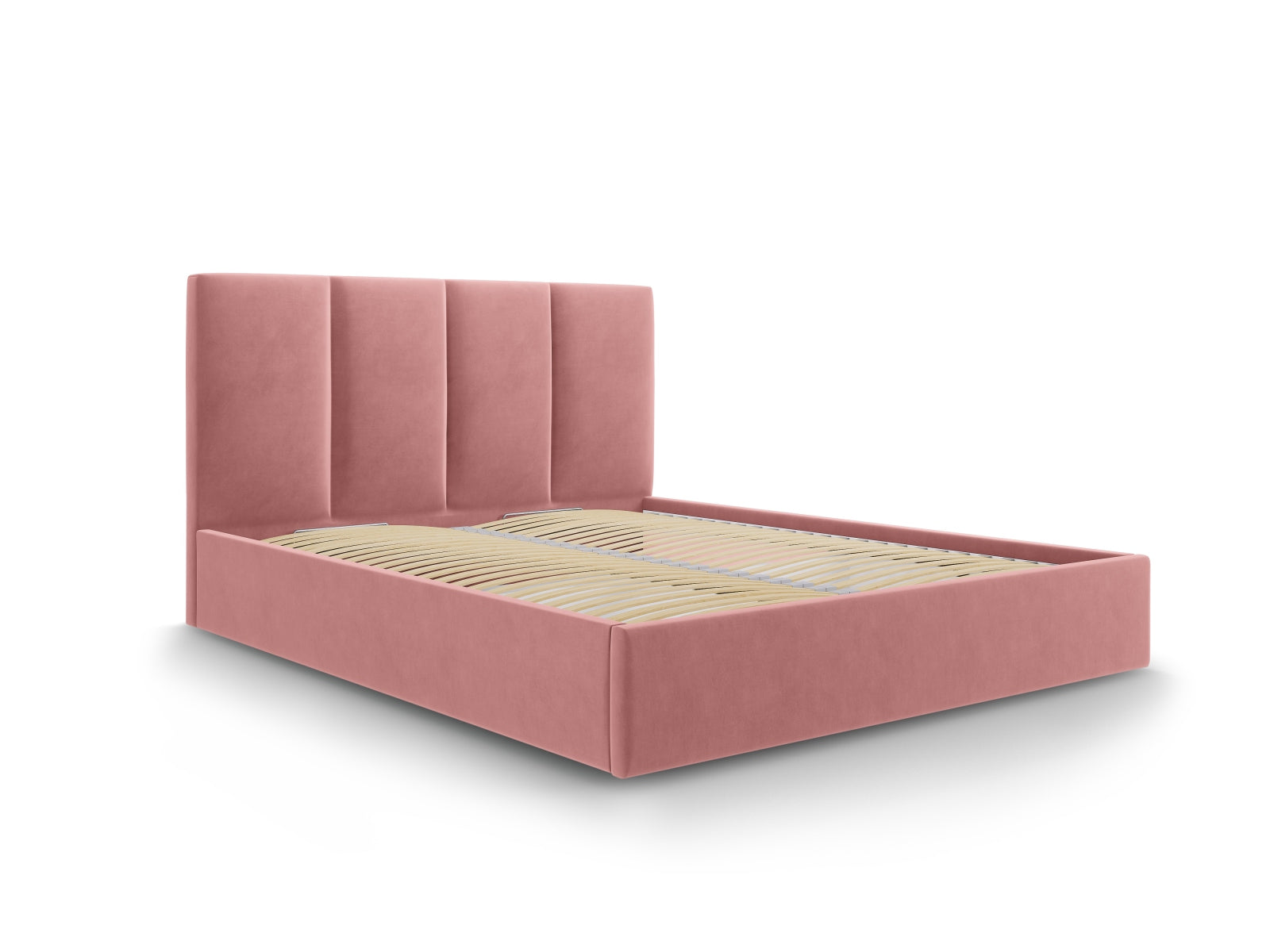 Erleben Sie das stilvolle Pyla Velour Bett von Micadoni – perfekt für Ihr modernes Schlafzimmer, mit cleverem Stauraum und gemütlichem Headboard.