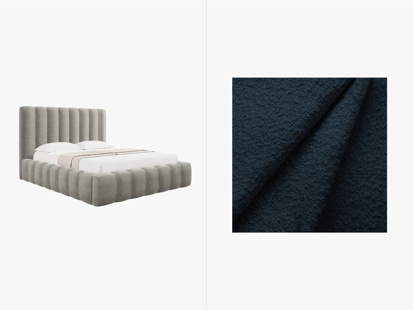 Kelp Velour Bett mit Stauraum und Headboard in Dark Blue präsentiert im Onlineshop von KAQTU Design AG. Bett ist von Micadoni