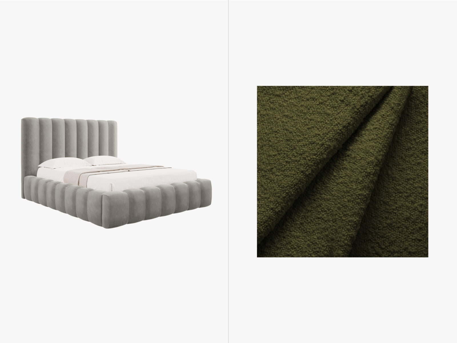 Kelp Velour Bett mit Stauraum und Headboard in Dark Olive Green präsentiert im Onlineshop von KAQTU Design AG. Bett ist von Micadoni