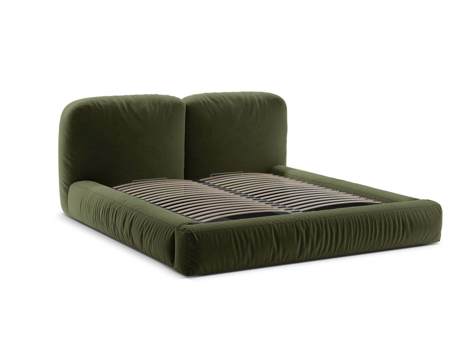 Elegantes Martina Bett mit 200 cm Breite, funktionalem Stauraum und ansprechendem Kopfteil in Green-Vogue, ideal für moderne Schlafzimmer.