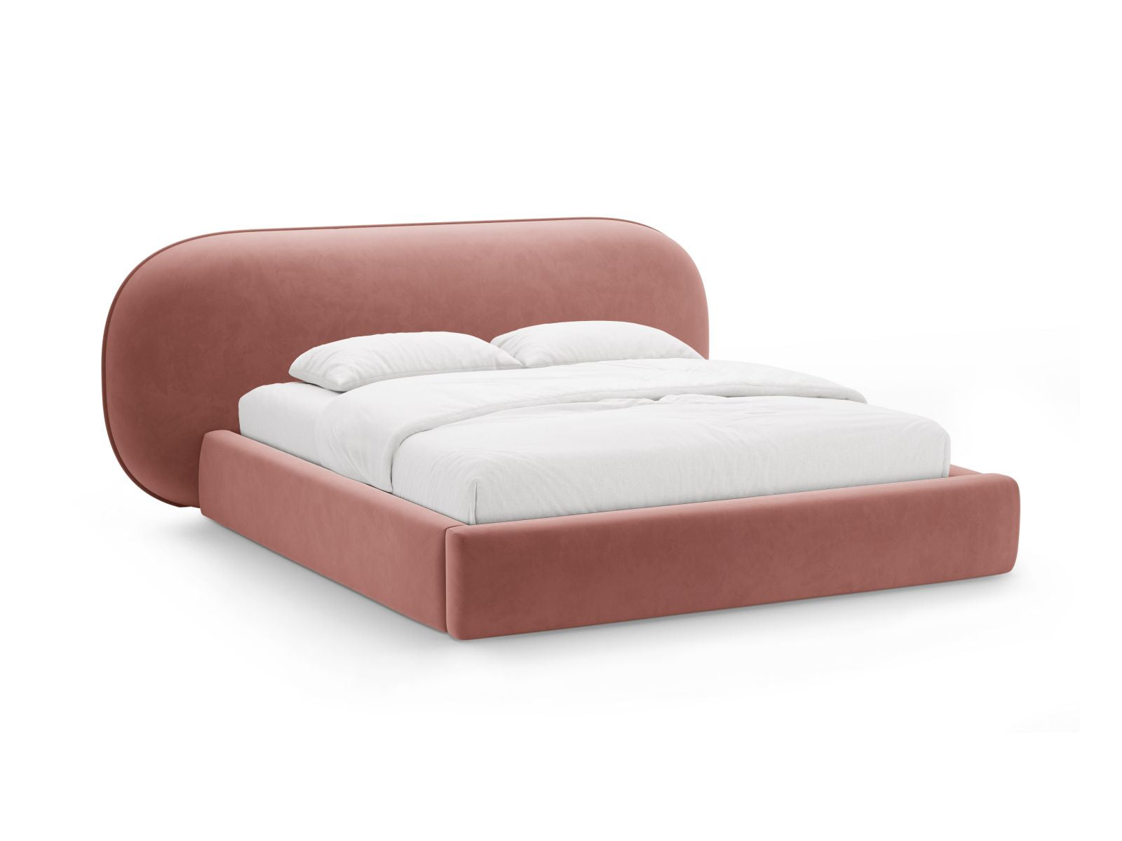 Ovalo Bett mit Stauraum mit Kopfteil 200cm in Pink-Magic Velvet präsentiert im Onlineshop von KAQTU Design AG. Bett ist von Micadoni