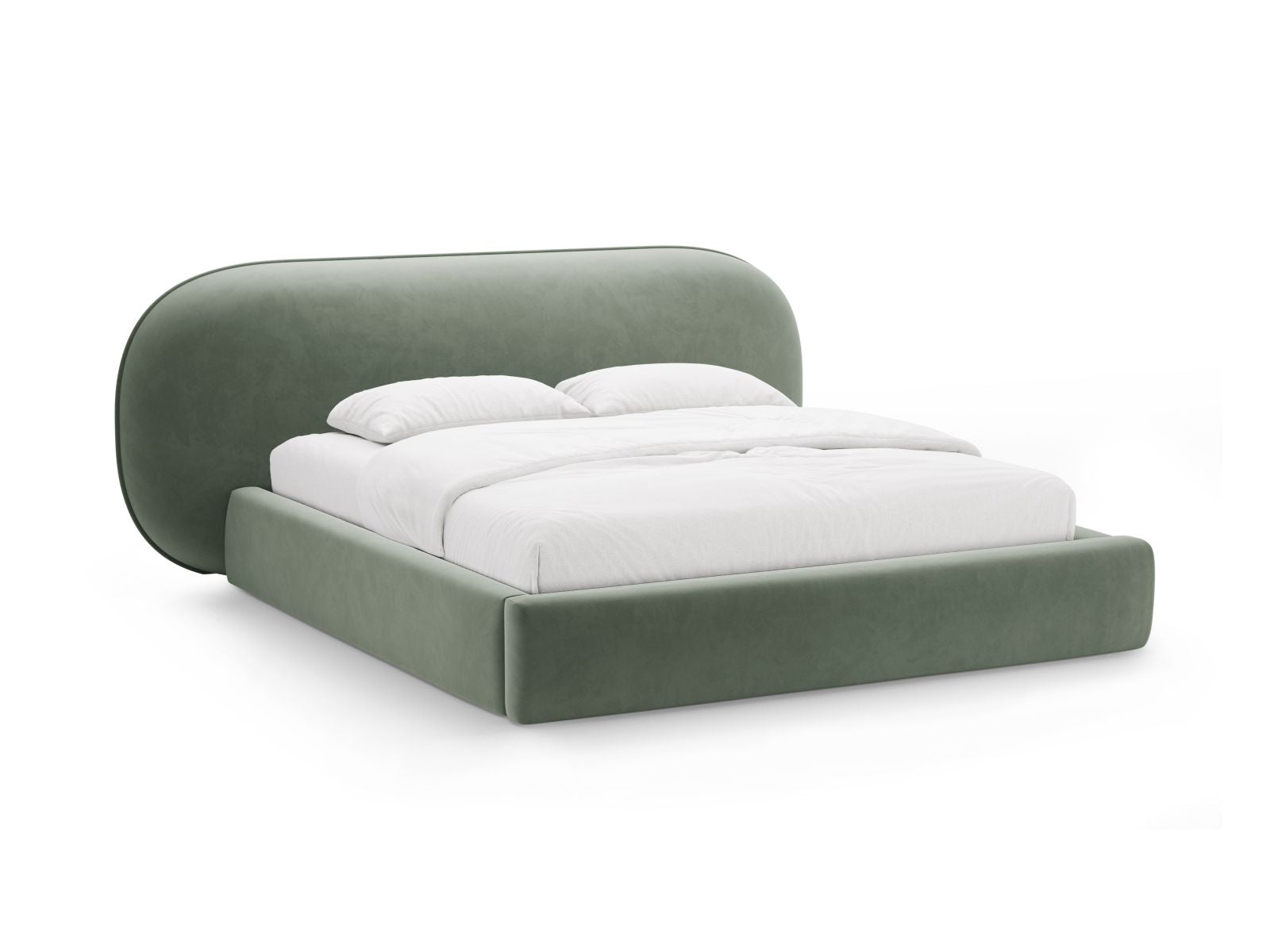 Ovalo Bett mit Stauraum mit Kopfteil 200cm in Green-Magic Velvet präsentiert im Onlineshop von KAQTU Design AG. Bett ist von Micadoni