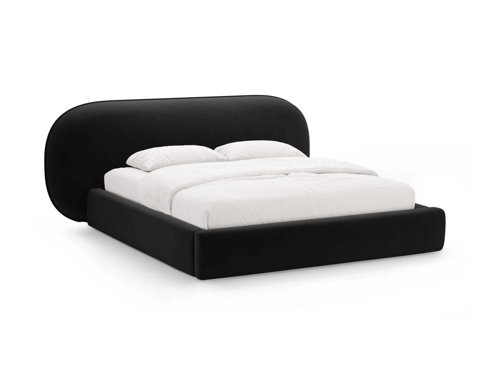 Ovalo Bett mit Stauraum mit Kopfteil 200cm in Black-Magic Velvet präsentiert im Onlineshop von KAQTU Design AG. Bett ist von Micadoni