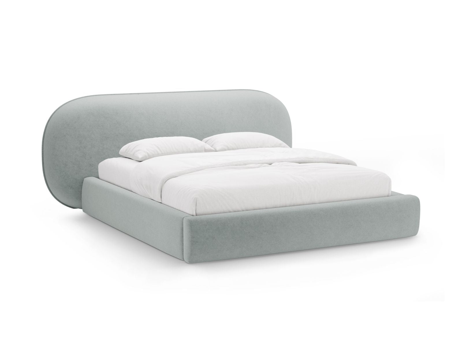 Ovalo Bett mit Stauraum mit Kopfteil 200cm in Light Blue-Perfect Harmony präsentiert im Onlineshop von KAQTU Design AG. Bett ist von Micadoni
