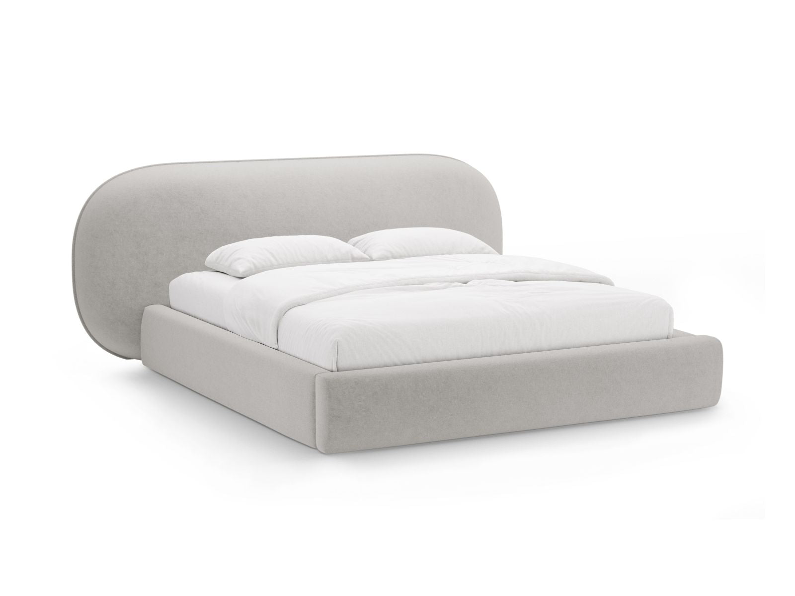 Ovalo Bett mit Stauraum mit Kopfteil 200cm in Light Grey-Perfect Harmony präsentiert im Onlineshop von KAQTU Design AG. Bett ist von Micadoni