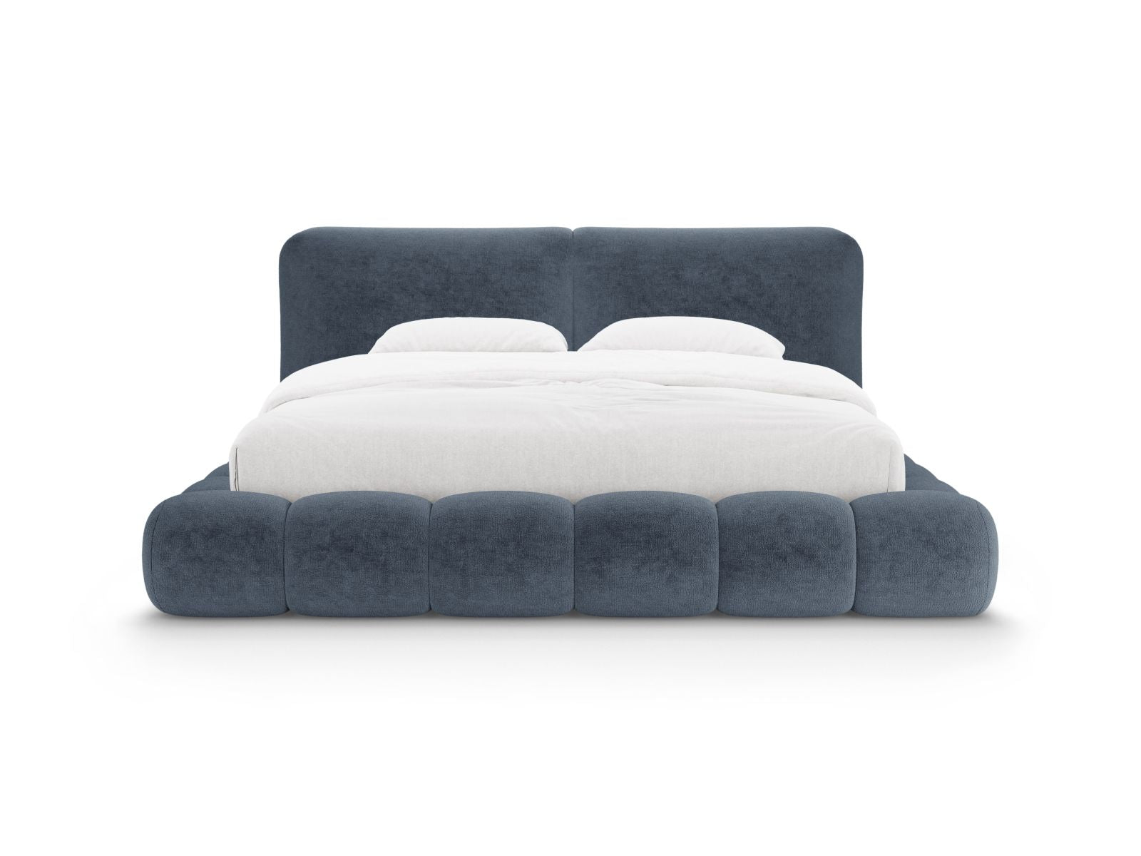 Elegantes Solange Bett mit 200 cm Kopfteil und praktischem Stauraum in Dunkelblau, ideal für stilvolle Schlafzimmergestaltung.