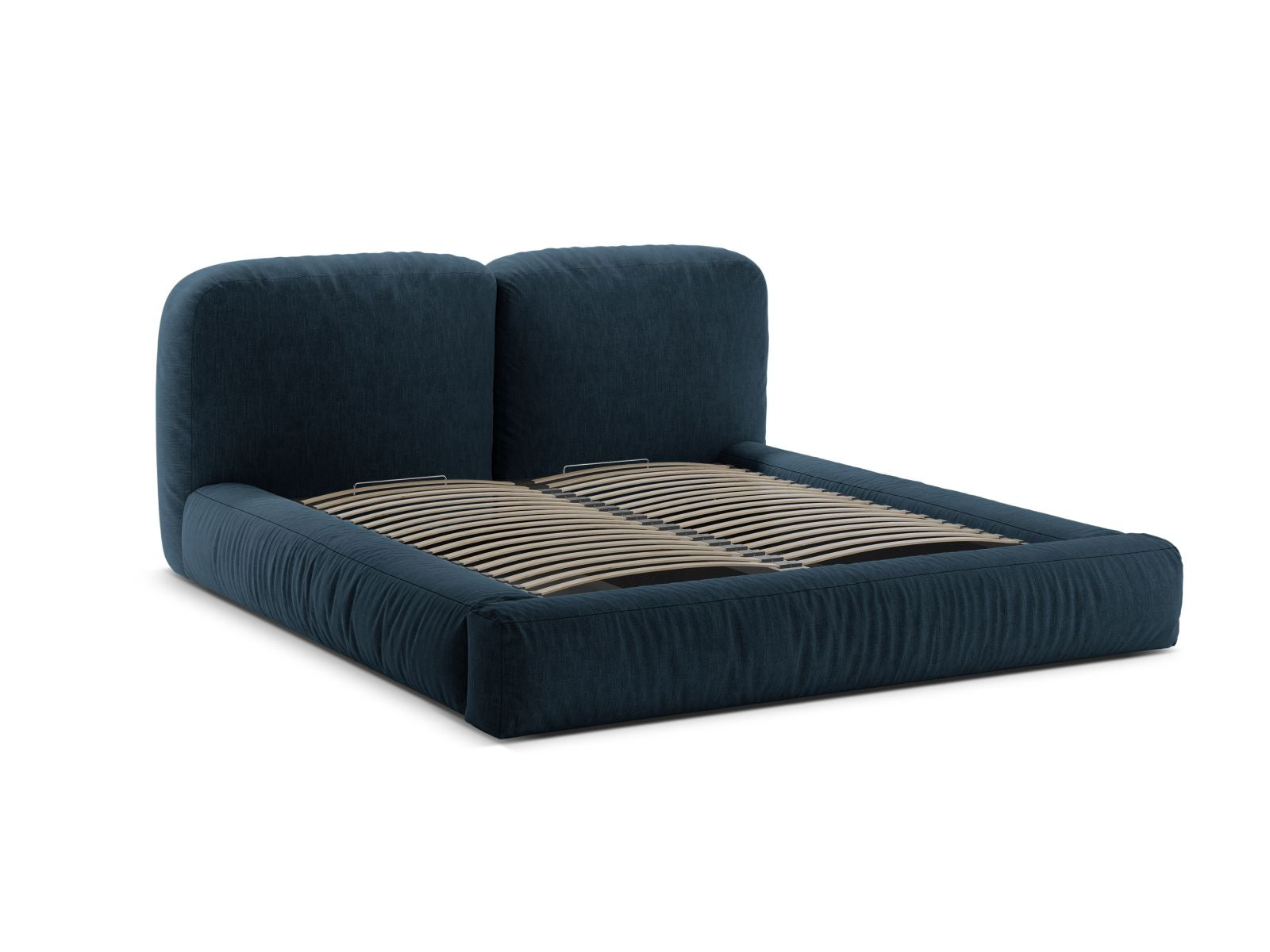 Elegantes Martina Bett mit 200 cm Breite, cleverem Stauraum und ansprechendem Kopfteil in Blue Jeans-Boston für ein modernes Schlafzimmer.