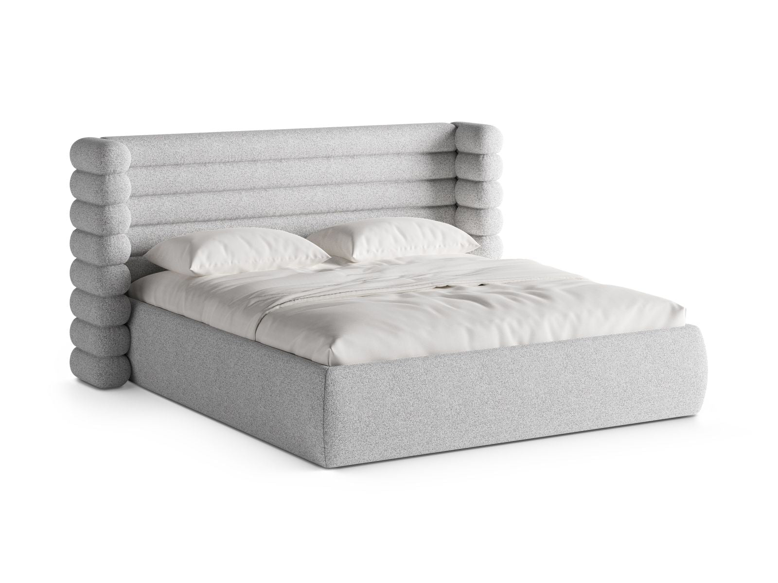 Mount Bett mit Stauraum mit Kopfteil 200cm in Light Grey Melange-Puente präsentiert im Onlineshop von KAQTU Design AG. Bett ist von Micadoni