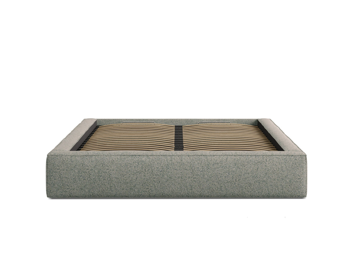 Susan Bett mit Stauraum 200cm in Moss Green Melange-Puente präsentiert im Onlineshop von KAQTU Design AG. Bett ist von Micadoni