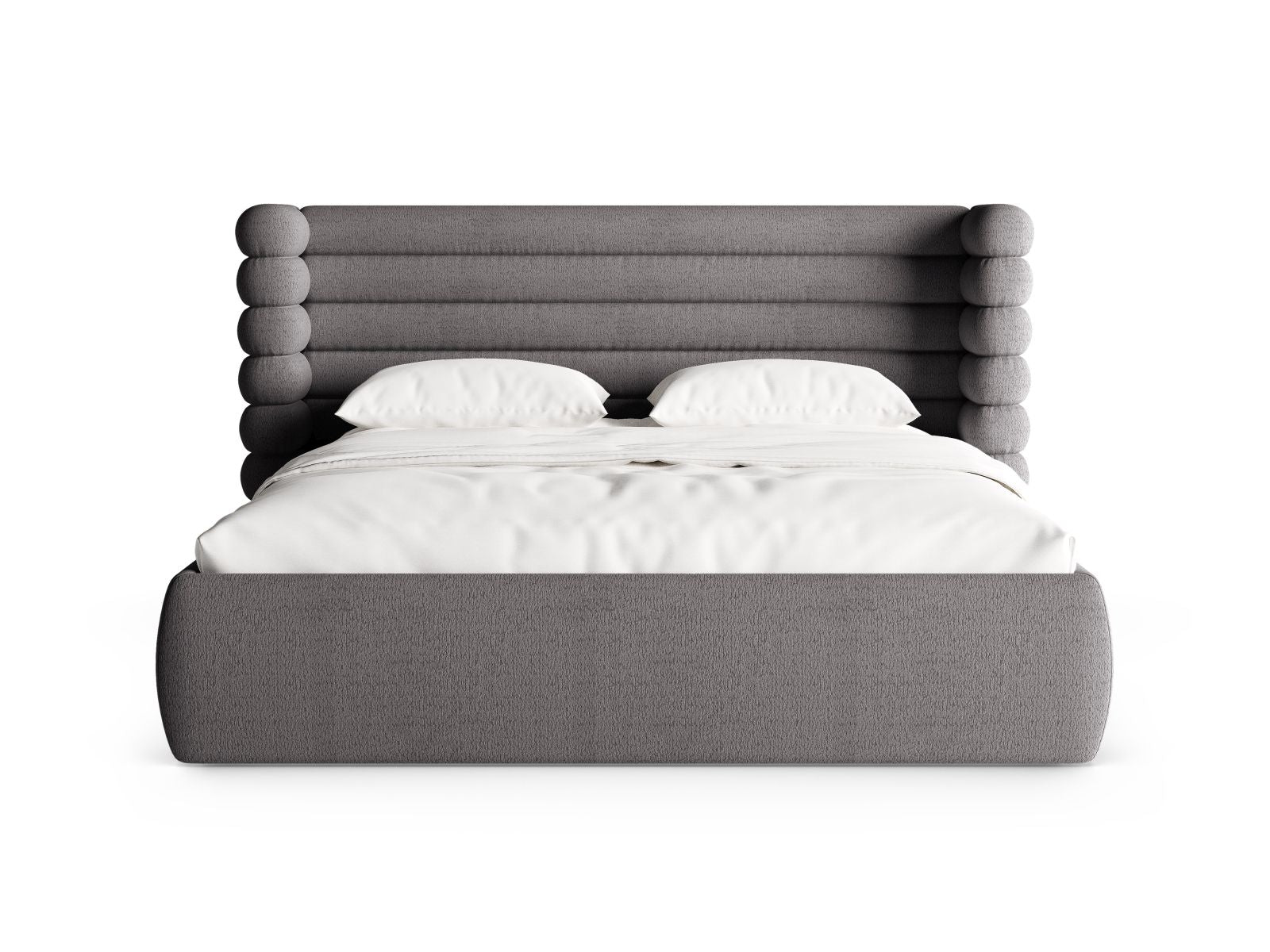 Stylisches Mount Bett mit praktischem Stauraum und elegantem Kopfteil in Graphit, ideal für moderne Schlafzimmer. Von Micadoni.