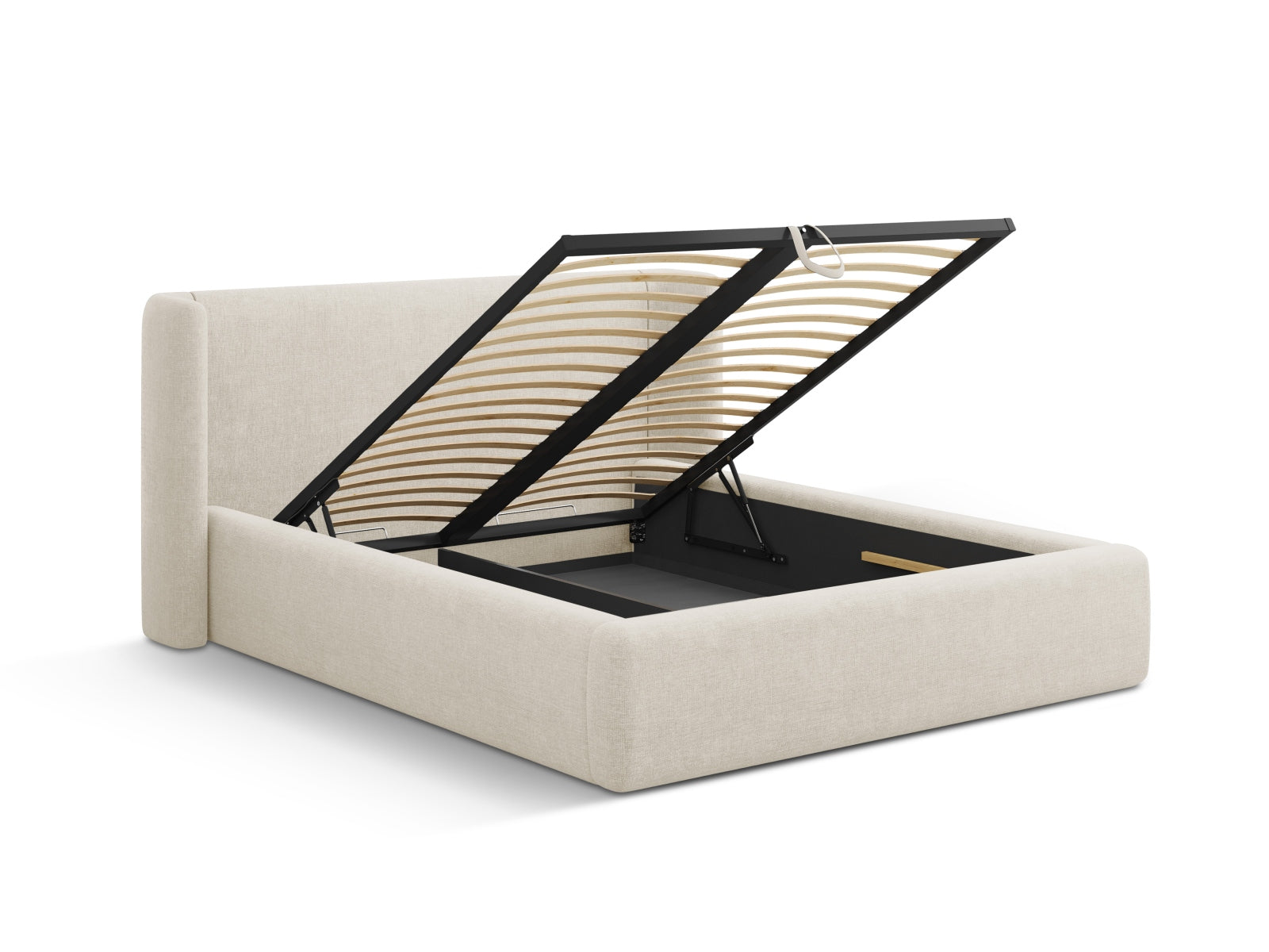 Jolene Bett mit Stauraum und Headboard in Light Beige-Wind präsentiert im Onlineshop von KAQTU Design AG. Bett ist von Micadoni