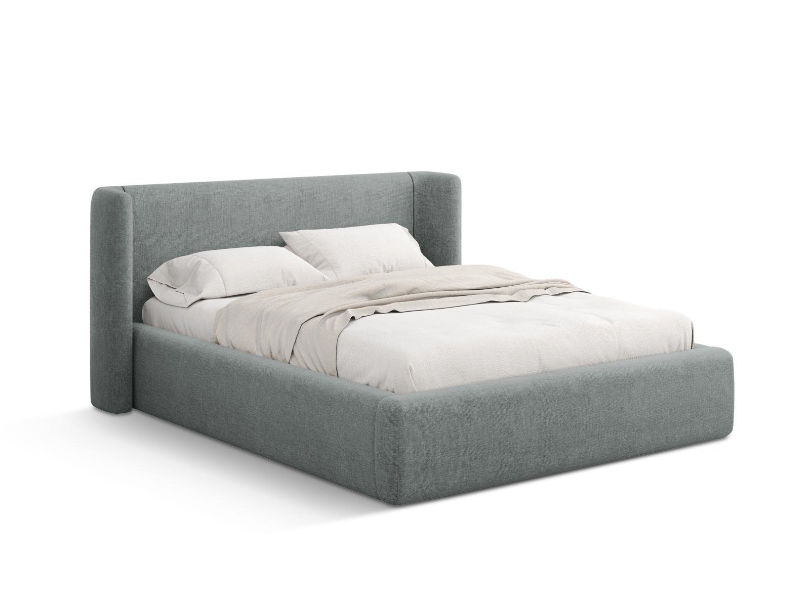Jolene Bett mit Stauraum und Headboard in Dark Grey-Wind präsentiert im Onlineshop von KAQTU Design AG. Bett ist von Micadoni