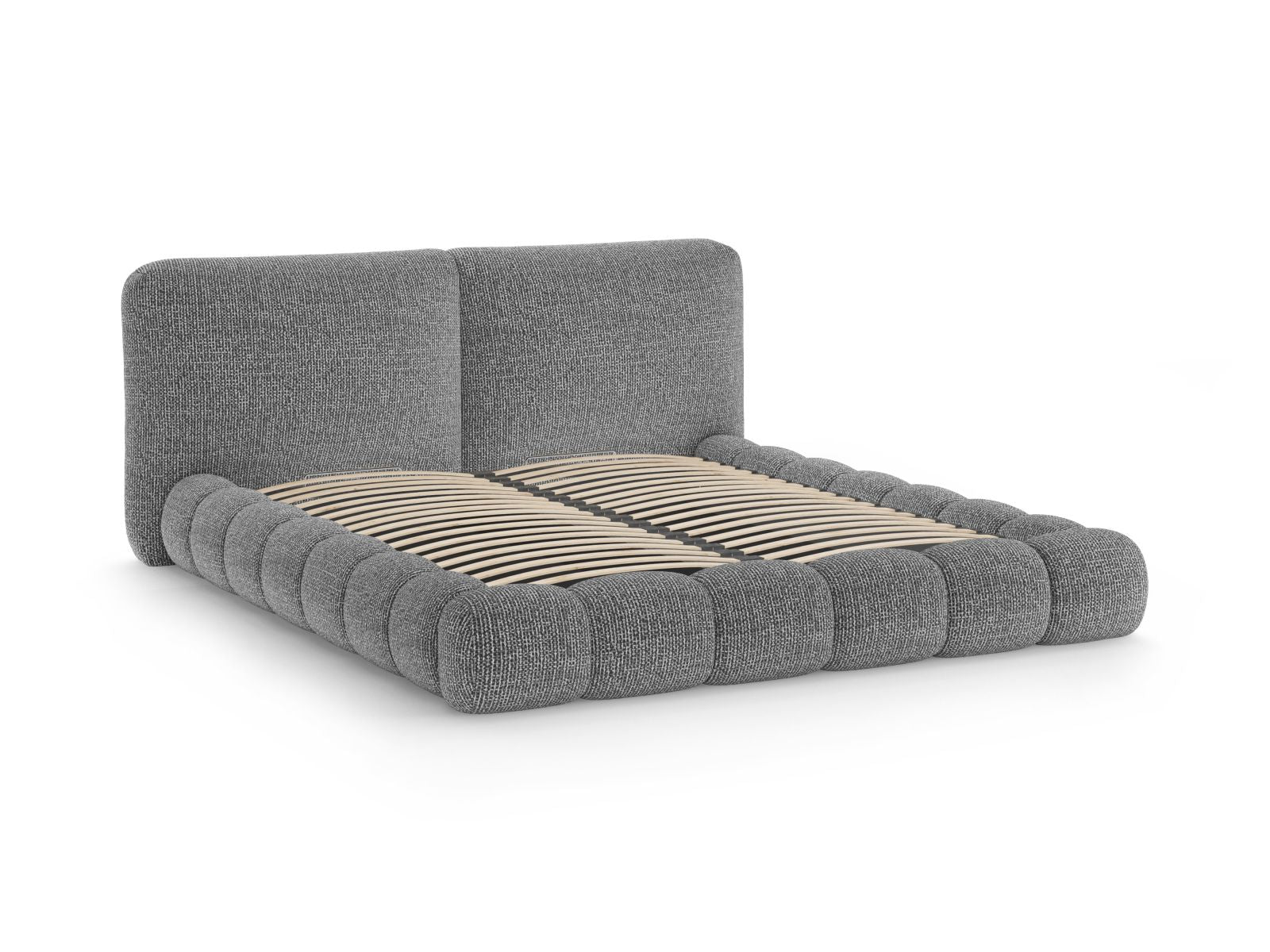 Elegantes Solange Bett in Dunkelgrau mit 200 cm Kopfteil und praktischem Stauraum, ideal für ein modernes Schlafzimmer.
