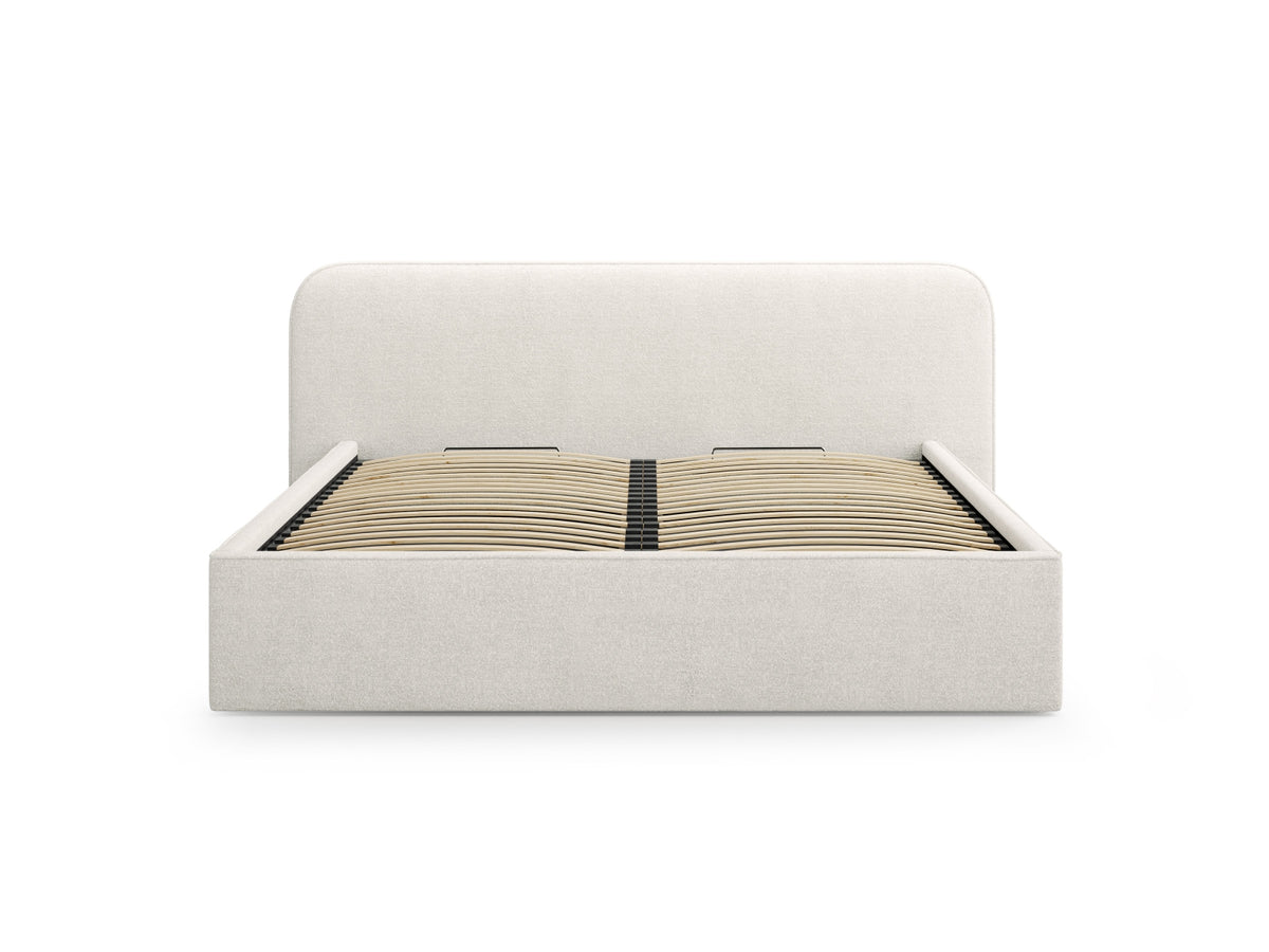 Elizabeth Bett mit Stauraum und Headboard 200cm in Grey Beige Melange-Monet präsentiert im Onlineshop von KAQTU Design AG. Bett ist von Micadoni