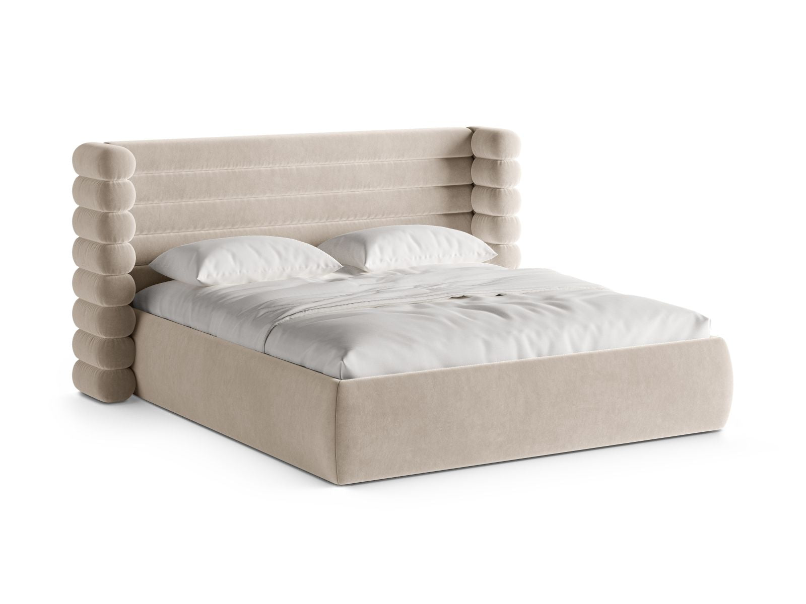 Mount Bett mit Stauraum mit Kopfteil 200cm in Beige-Salvador präsentiert im Onlineshop von KAQTU Design AG. Bett ist von Micadoni