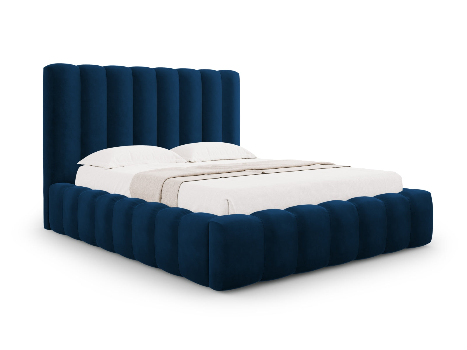 Kelp Velour Bett mit Stauraum und Headboard in Royal Blue präsentiert im Onlineshop von KAQTU Design AG. Bett ist von Micadoni