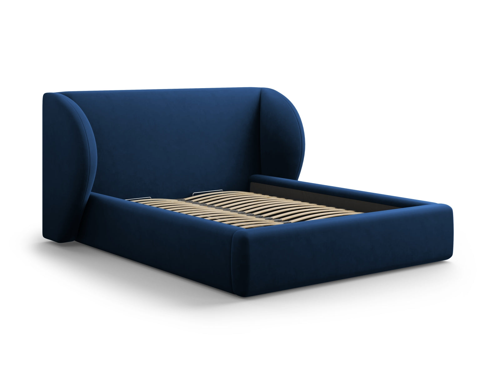 Miley Velour Bett mit Stauraum und Headboard 247cm in Royal Blue präsentiert im Onlineshop von KAQTU Design AG. Bett ist von Micadoni