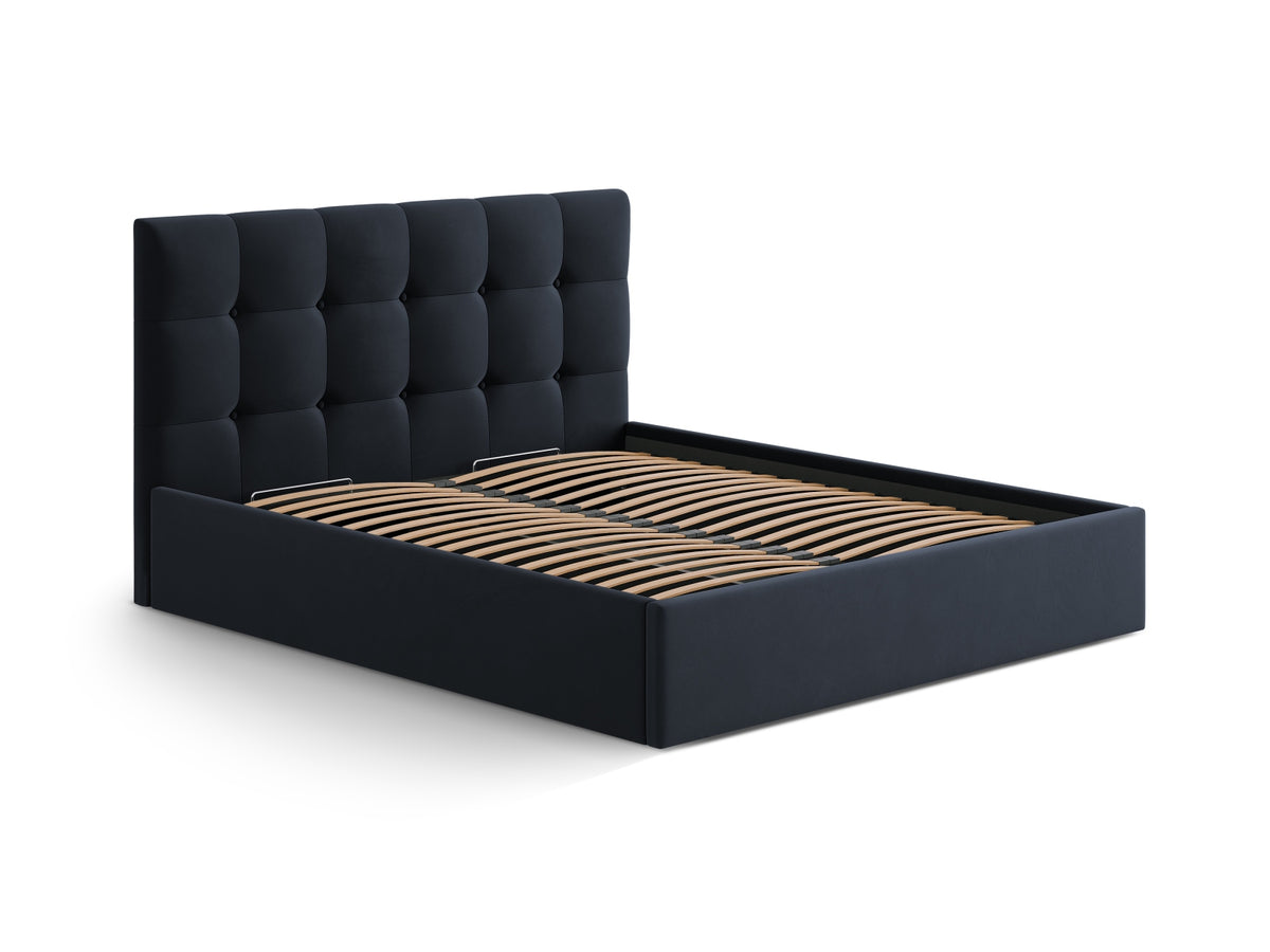 Susan Bett mit Stauraum 200cm in Dark Blue-Bluvel präsentiert im Onlineshop von KAQTU Design AG. Bett ist von Micadoni