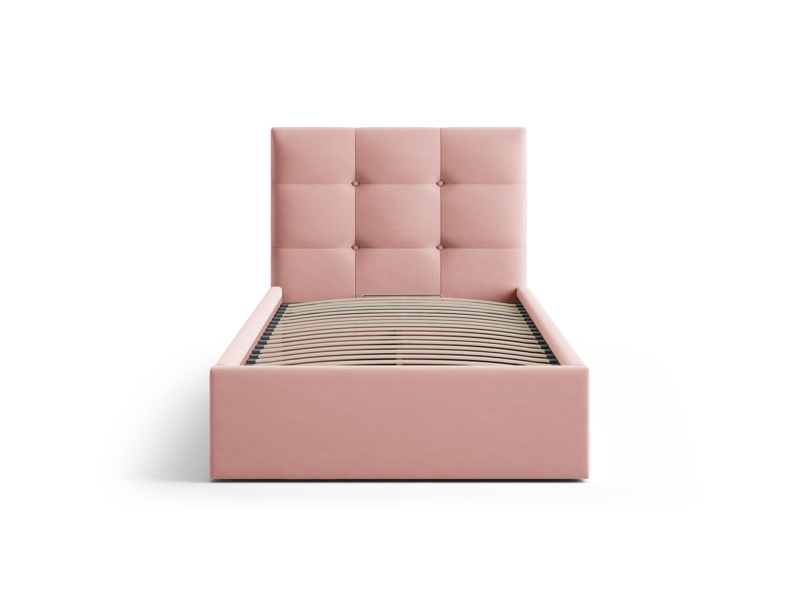 Elegantes Phaedra Bett mit 90 cm Breite, Stauraum und Kopfteil in Pink-Magic Velvet, ideal für stilvolle Schlafzimmer.