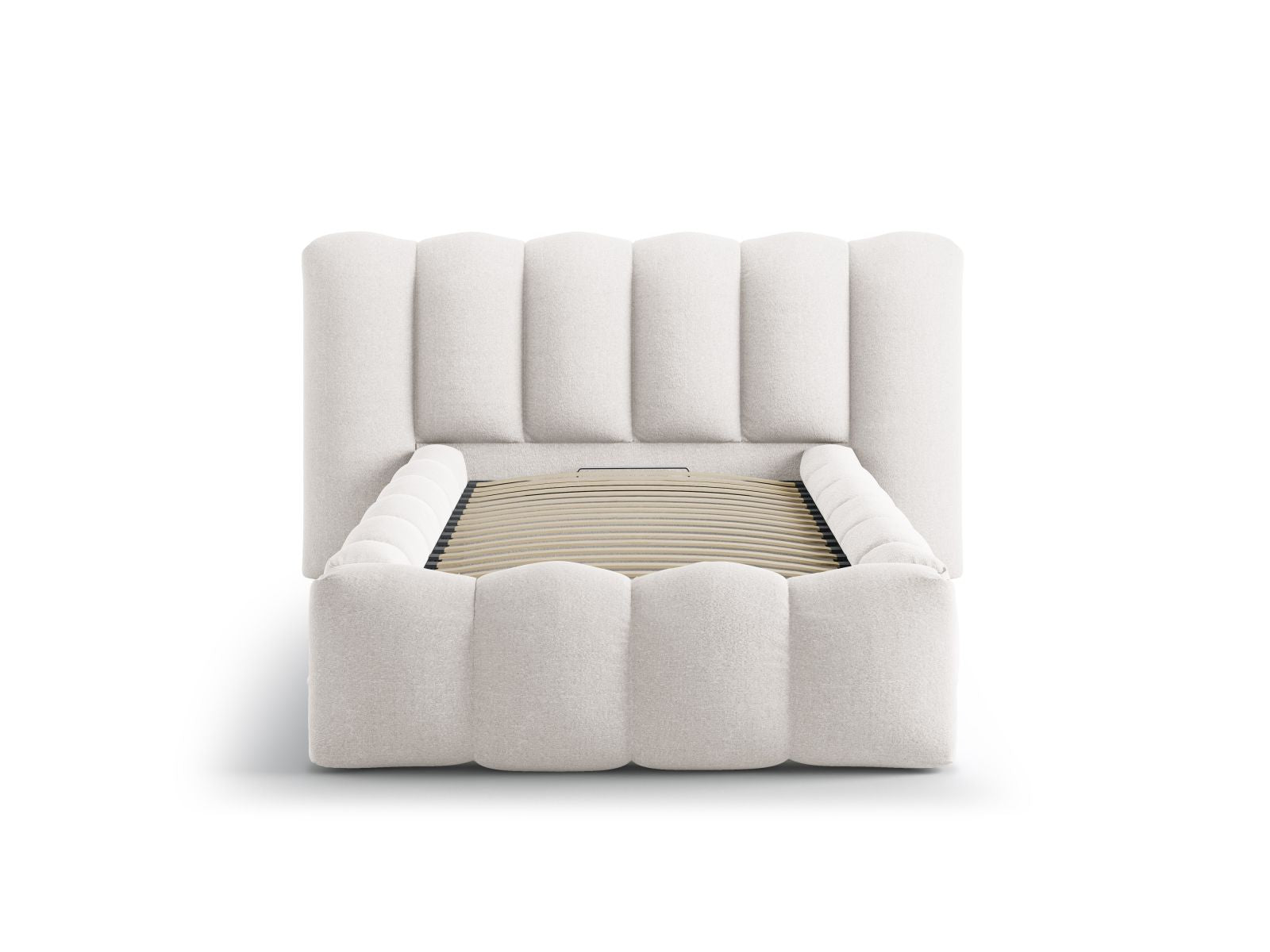 Elegantes Lupine Bett mit praktischem Stauraum und stilvollem Kopfteil in Light Beige-Moly, ideal für moderne Schlafzimmer.
