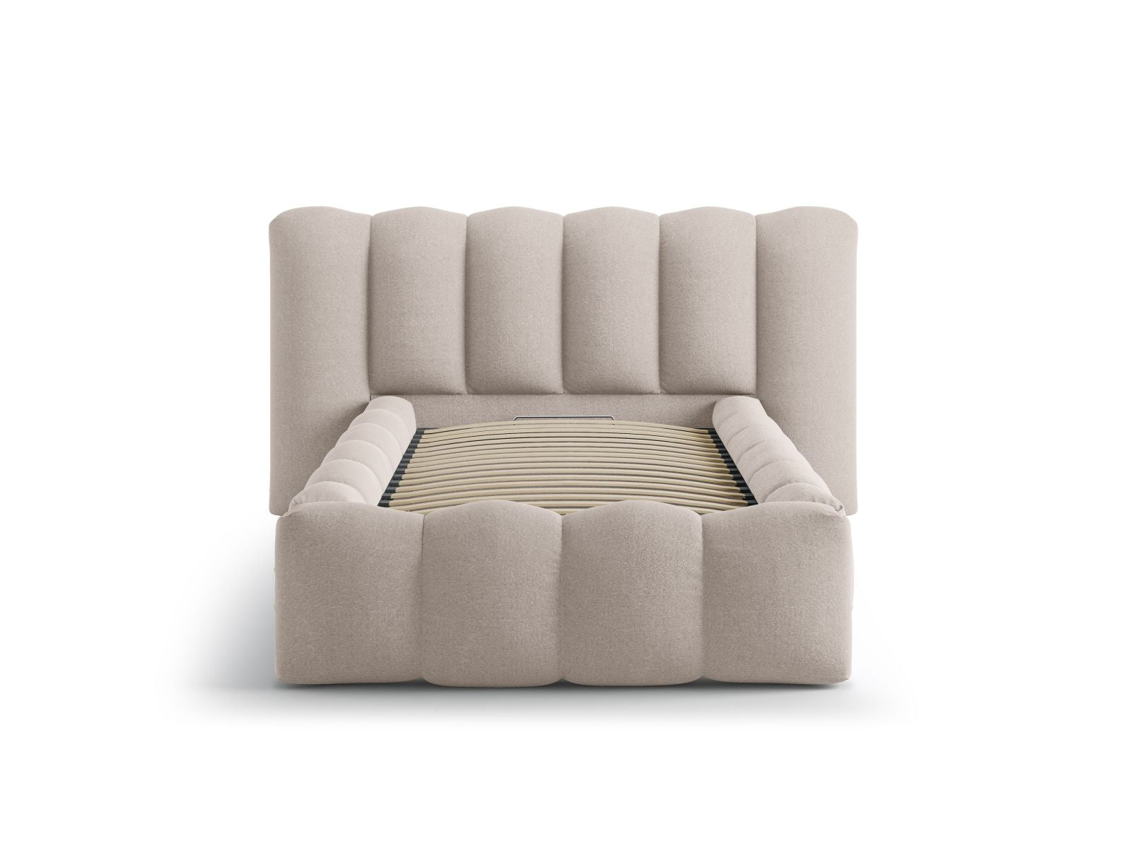 Elegantes Lupine Bett mit praktischem Stauraum und stilvollem Kopfteil in 90cm Breite, ideal für moderne Schlafzimmer.