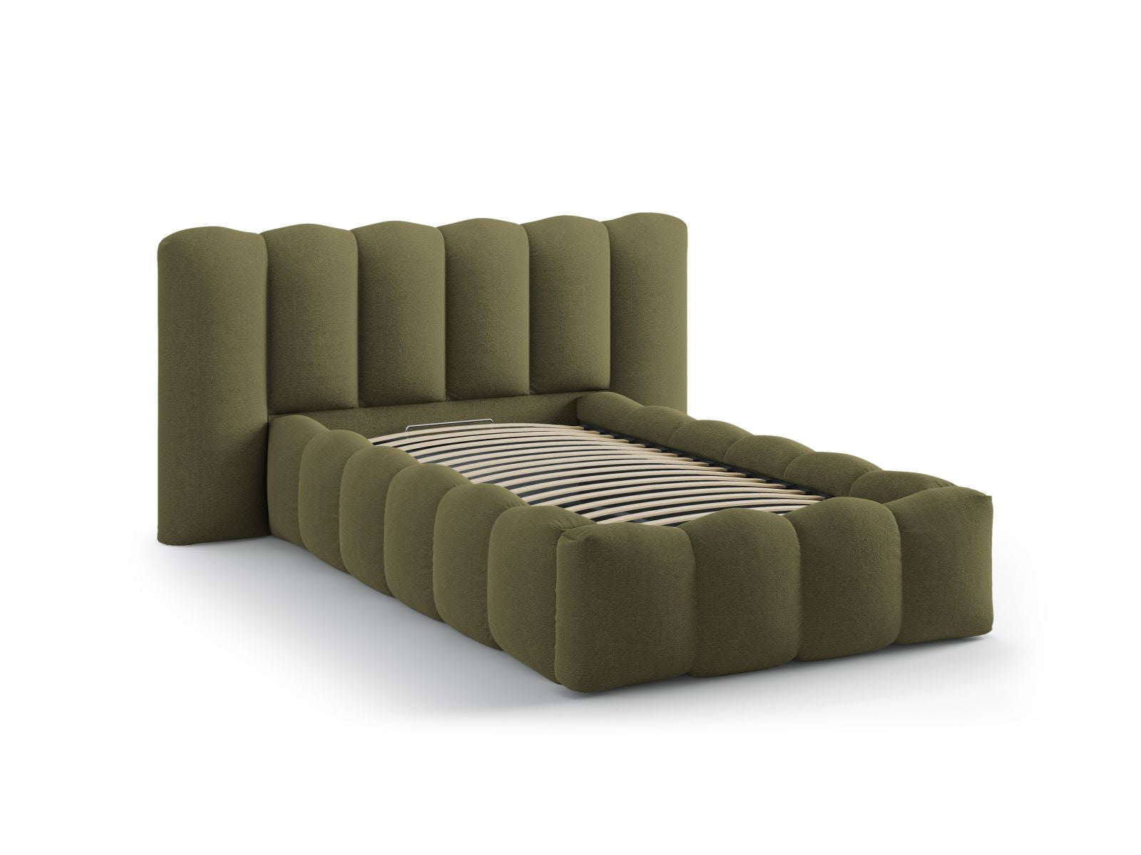 Elegantes Lupine Bett mit 90 cm Breite, ausgestattet mit praktischem Stauraum und einem stilvollen Kopfteil für ein gemütliches Schlafzimmer.