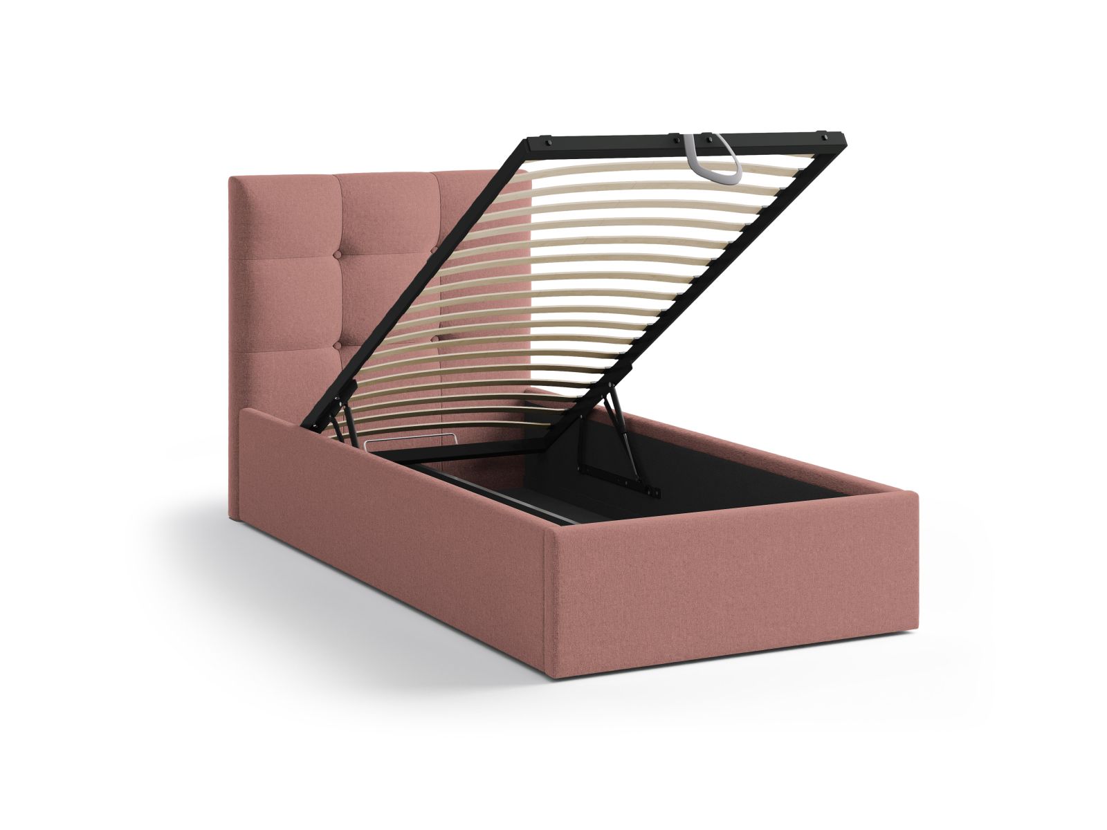 Stylisches Phaedra Bett in kräftigem Pink, bietet praktischen Stauraum und ein komfortables Kopfteil für moderne Schlafzimmer.