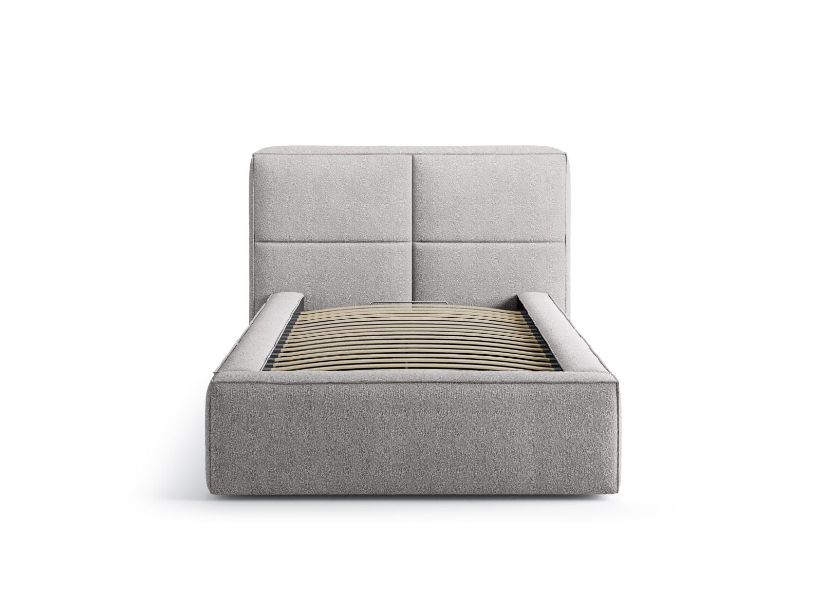 Elegantes Darren Bett mit 90 cm Breite, Stauraum und Kopfteil in stilvollem Dark Beige, ideal für moderne Schlafzimmer.