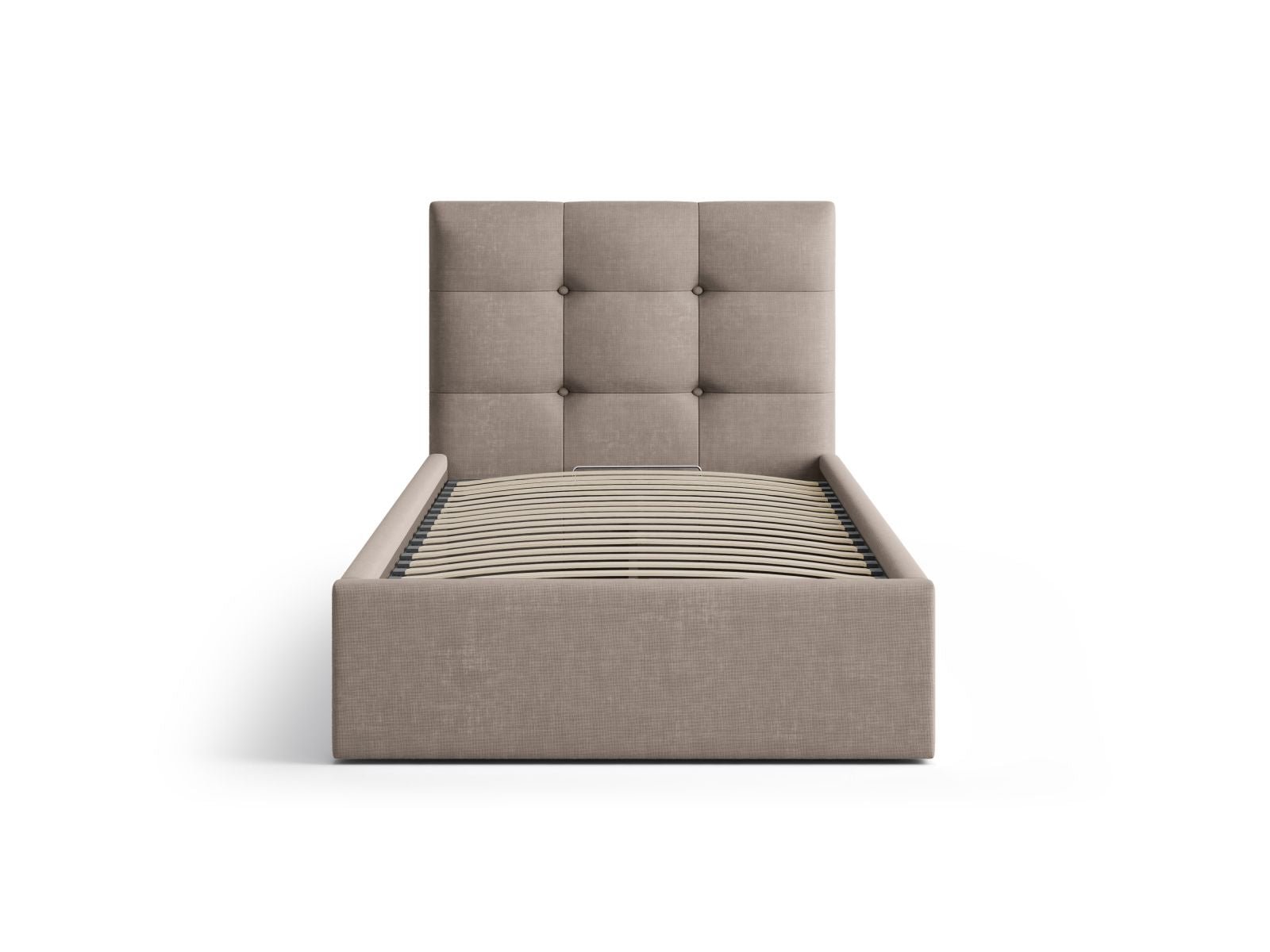 Elegantes Phaedra Bett mit Stauraum und Kopfteil in 90cm Breite, ideal für stilvolle Schlafzimmerlösungen von Micadoni.
