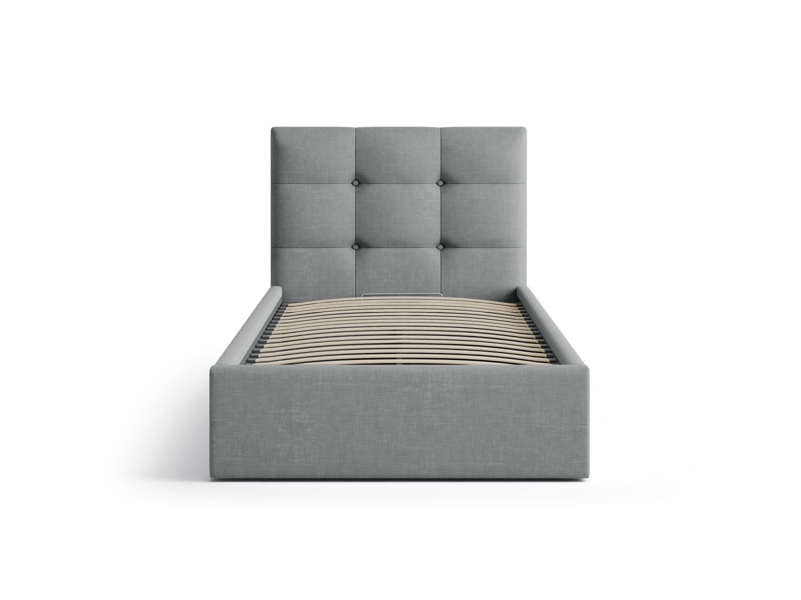 Elegantes Phaedra Bett mit 90 cm Breite, Stauraum und stilvollem Kopfteil in Grey-Liberty, ideal für moderne Schlafzimmer.