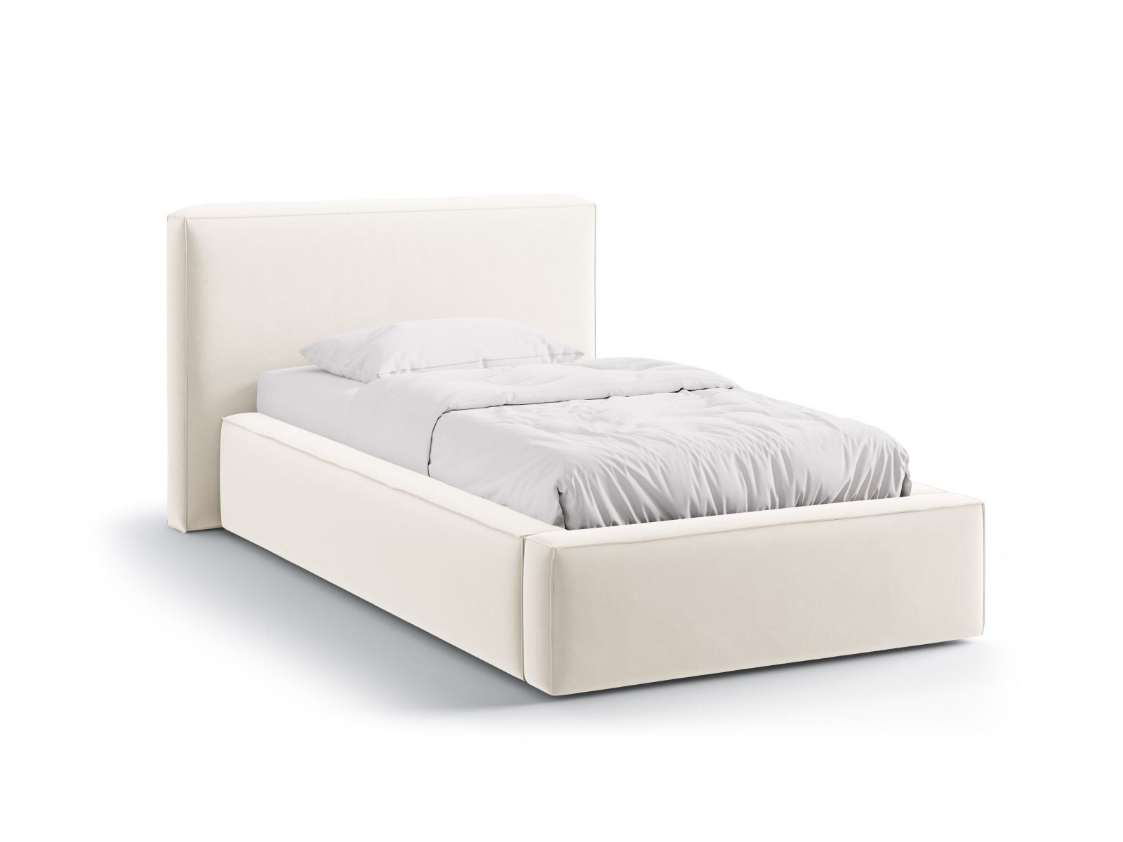 Jodie Bett mit Stauraum mit Kopfteil 90cm in Light Beige-Bluvel präsentiert im Onlineshop von KAQTU Design AG. Bett ist von Micadoni