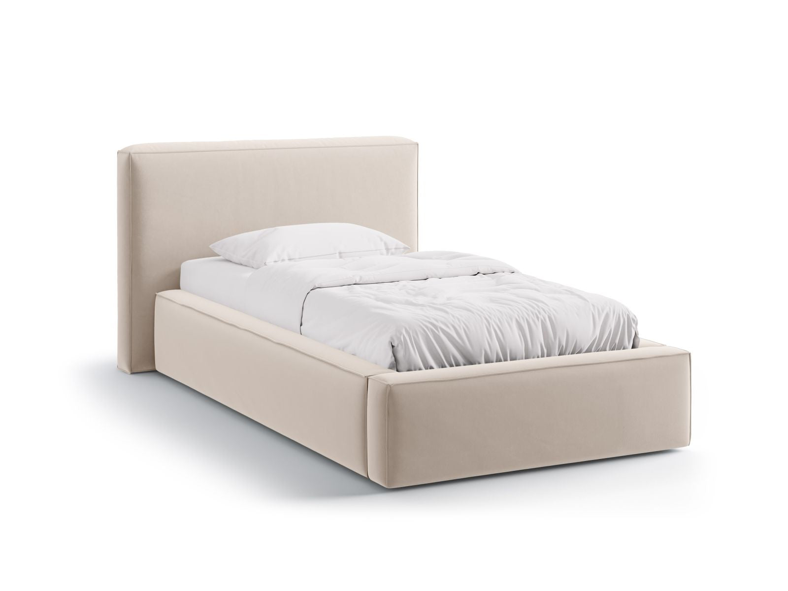 Jodie Bett mit Stauraum mit Kopfteil 90cm in Dark Beige-Bluvel präsentiert im Onlineshop von KAQTU Design AG. Bett ist von Micadoni