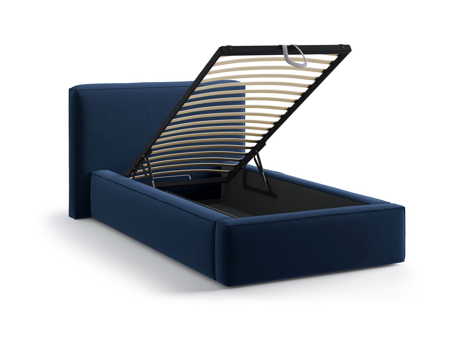 Stilvolles Jodie Bett in Royal Blue, 90 cm, mit praktischem Stauraum und einem ansprechenden Kopfteil für moderne Schlafzimmer.