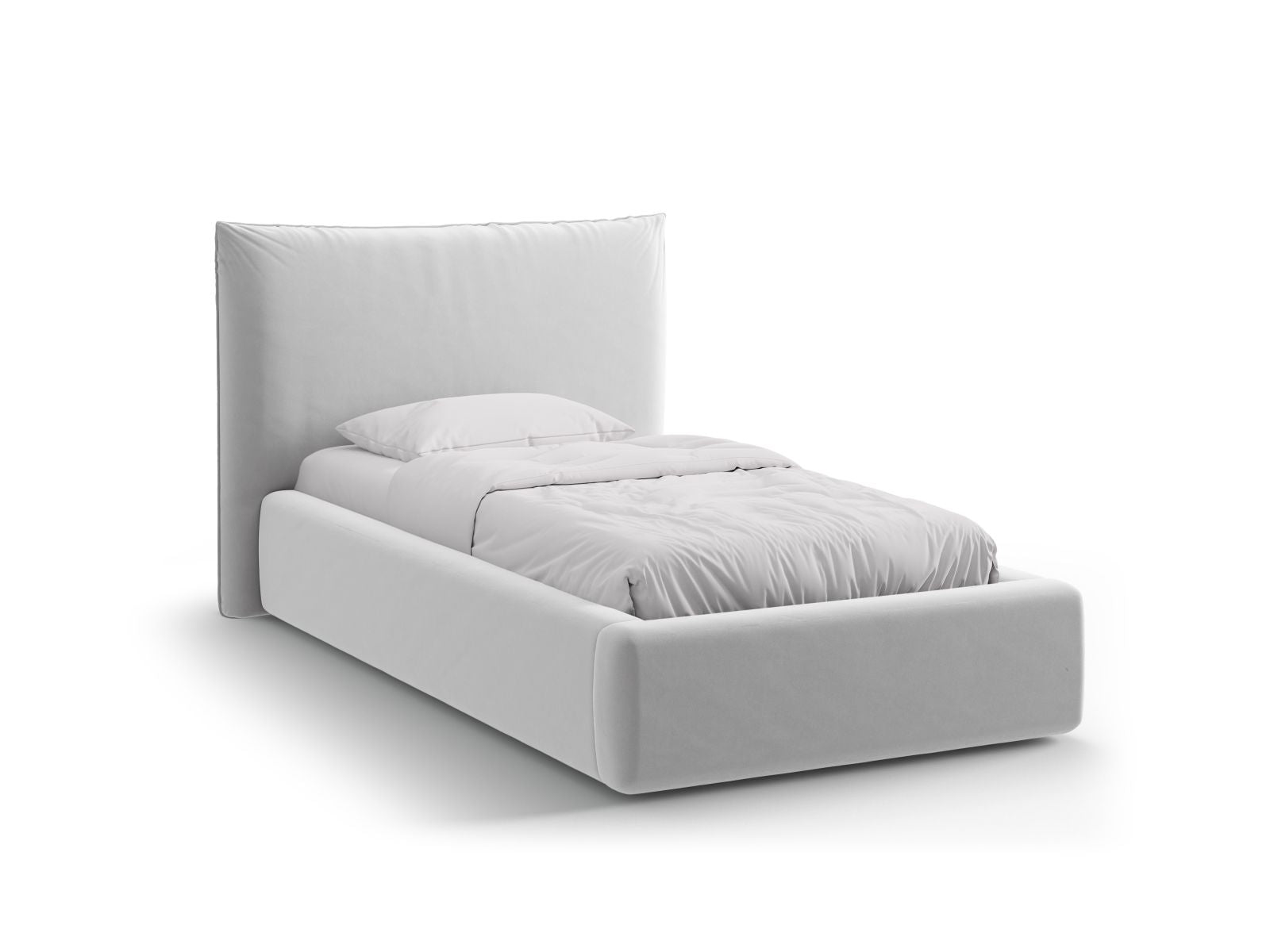 Kaelle Bett mit Stauraum mit Kopfteil 90cm in Light Grey-Bluvel präsentiert im Onlineshop von KAQTU Design AG. Bett ist von Micadoni