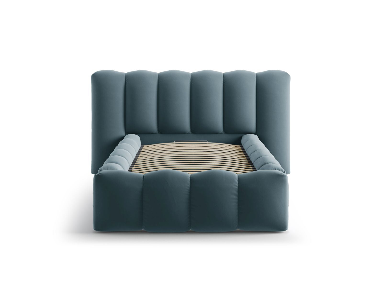 Elegantes Lupine Bett mit praktischem Stauraum und stilvollem Kopfteil in 90cm Breite, ideal für moderne Schlafzimmer.