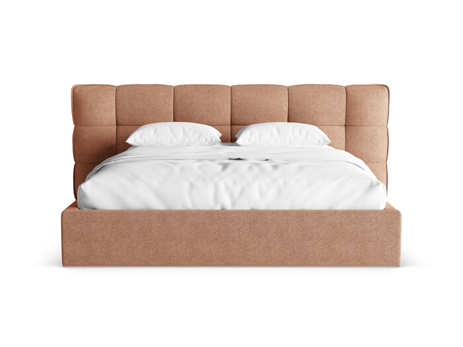 Stylisches Eric Bett mit praktischem Stauraum und elegantem Kopfteil in Peach-Sicuro, ideal für moderne Schlafzimmer.