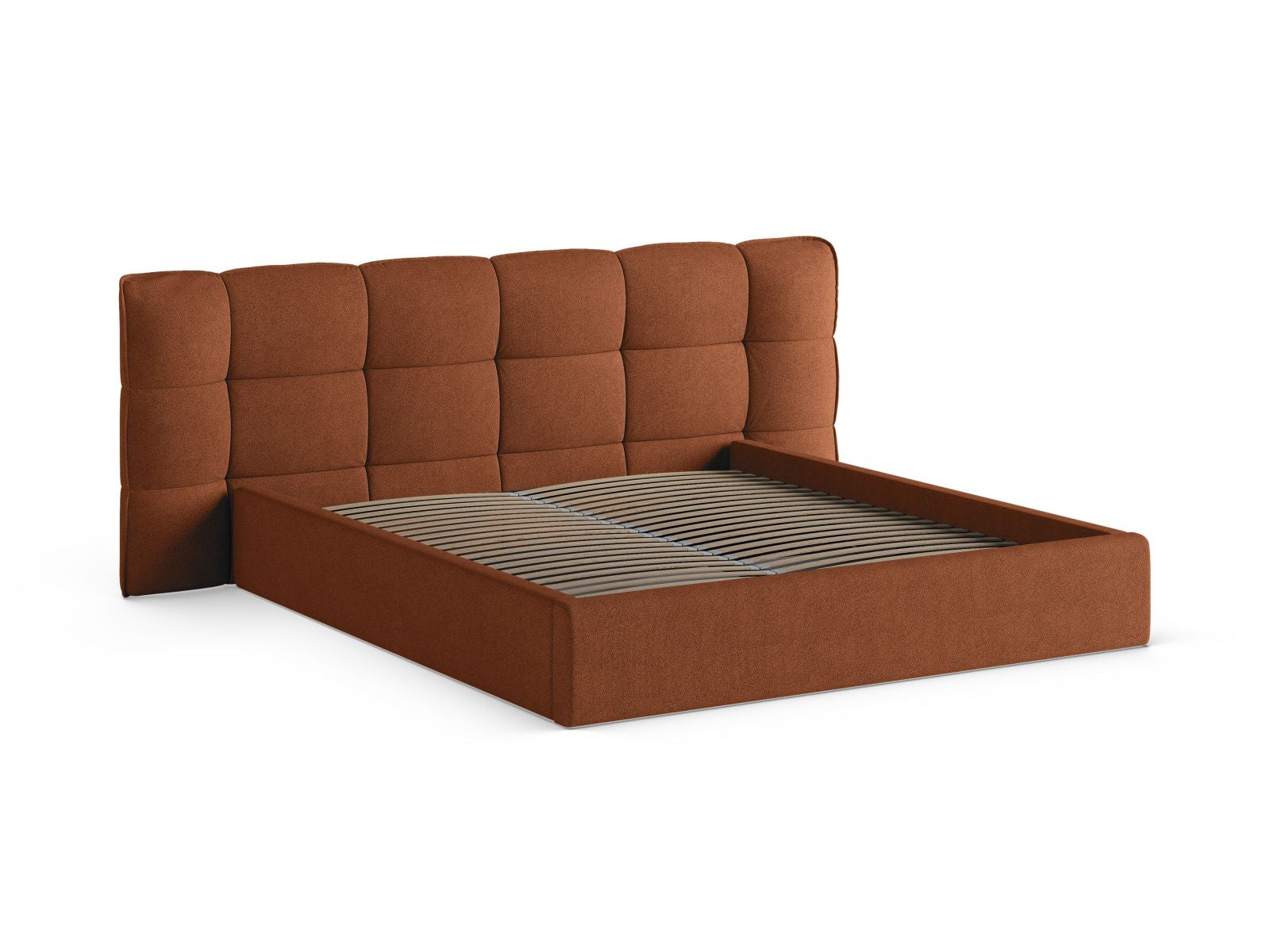 Elegantes Eric Bett mit praktischem Stauraum und stilvollem Kopfteil, ideal für funktionale und moderne Schlafzimmer in 140 cm.