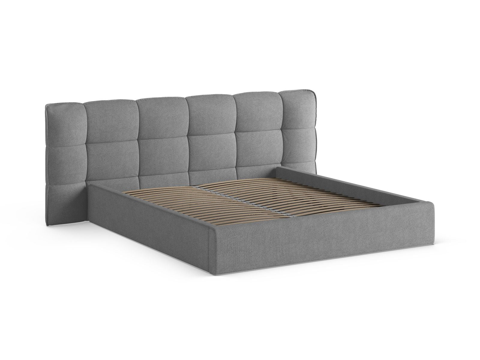 Elegantes Eric Bett in Dunkelgrau mit praktischem Stauraum und geschmackvollem Kopfteil, ideal für stilvolle Schlafzimmerlösungen.