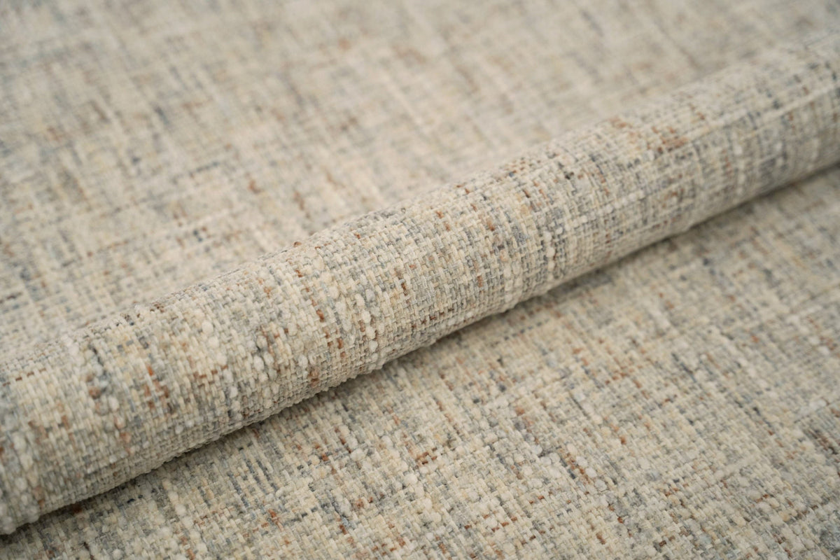 Stauraumbett Murada mit gepolstertem Kopfteil, Metallrahmen und Front-öffnender Bettbox, Stoffbezug Tracy in Light Beige Melange, schwarze Kunststoffbeine.