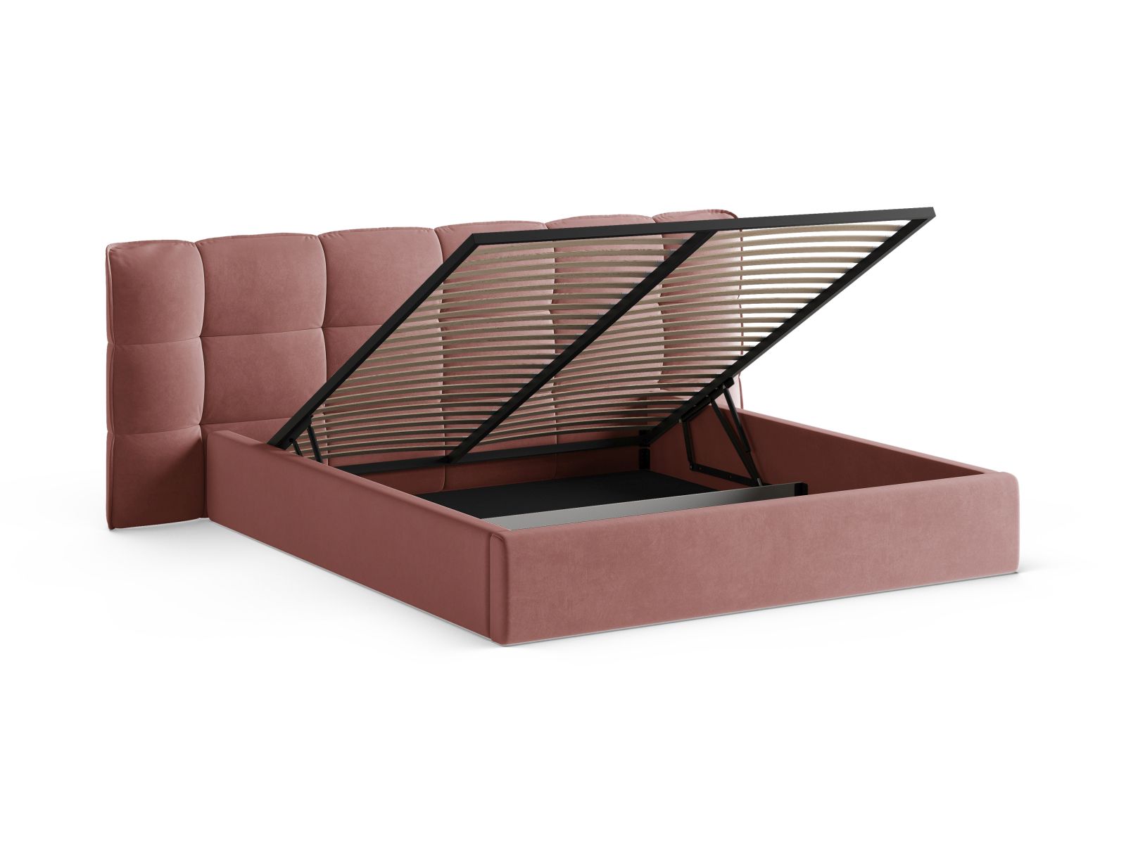 Stylisches Eric Bett in 160 cm Breite, ideal für modernen Wohnraum, bietet zusätzlichen Stauraum und ein geschmackvolles Kopfteil.