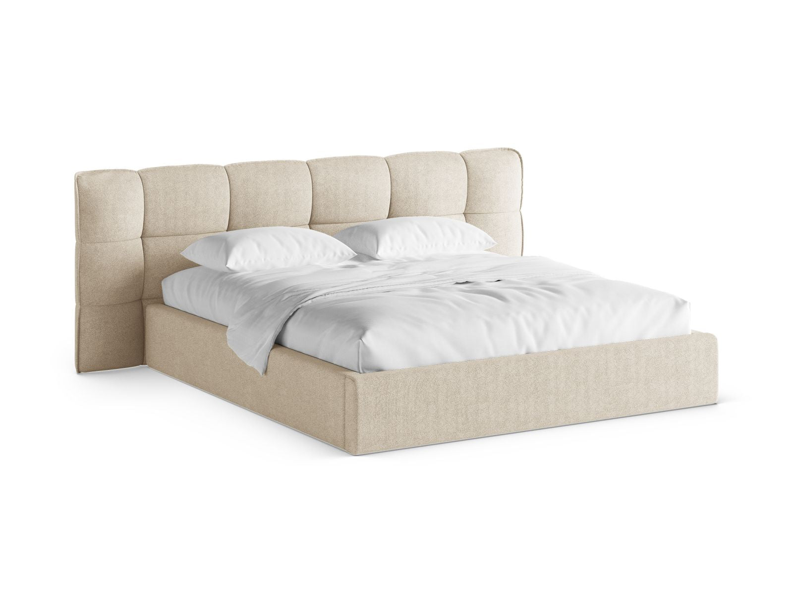 Eric Bett mit Stauraum mit Kopfteil 180cm in Light Beige-Sicuro präsentiert im Onlineshop von KAQTU Design AG. Bett ist von Micadoni